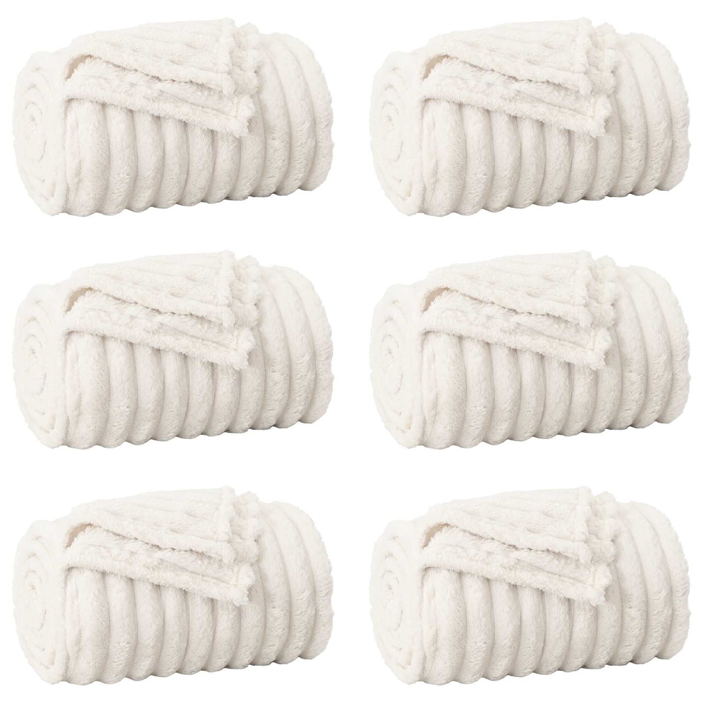 Throw Blankets 6 pcs Cream 150 x 130 cm Fleece
