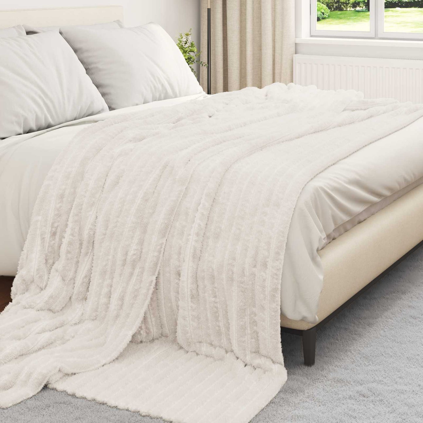 Throw Blankets 6 pcs Cream 270 x 240 cm Fleece