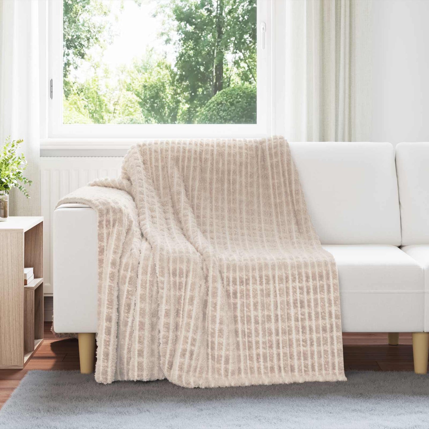 Throw Blanket Beige 200 x 150 cm Fleece