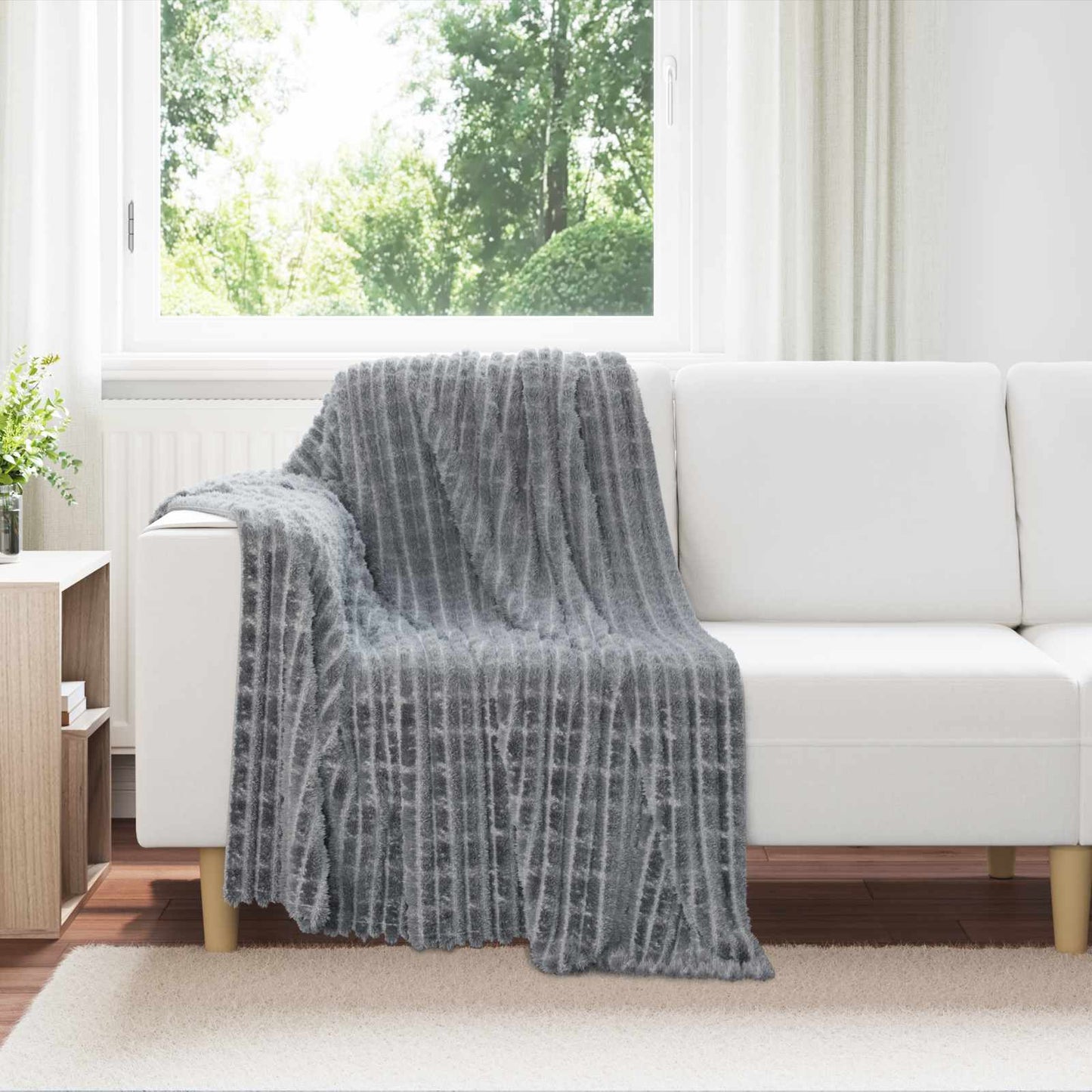 Throw Blanket Dark Grey 150 x 130 cm Fleece