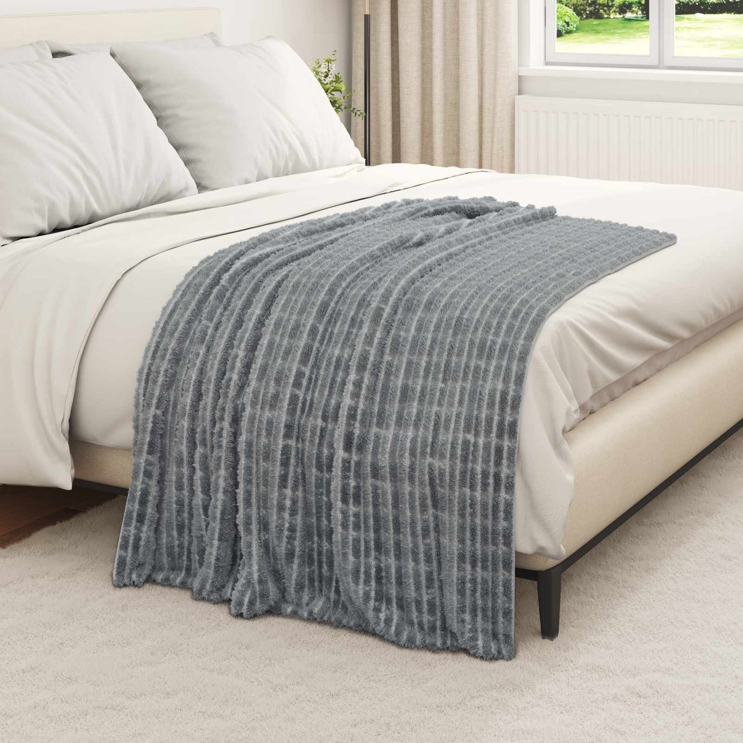Throw Blanket Dark Grey 150 x 130 cm Fleece
