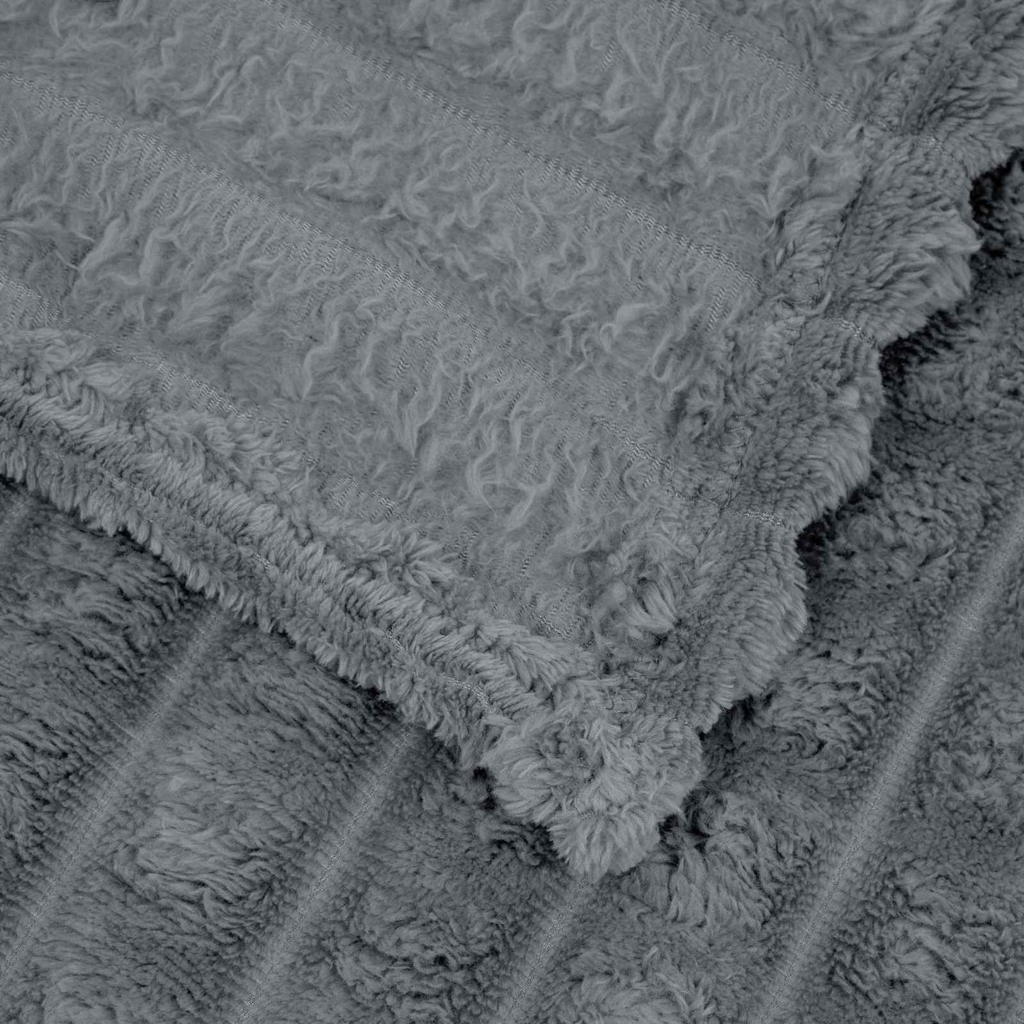 Throw Blanket Dark Grey 240 x 220 cm Fleece