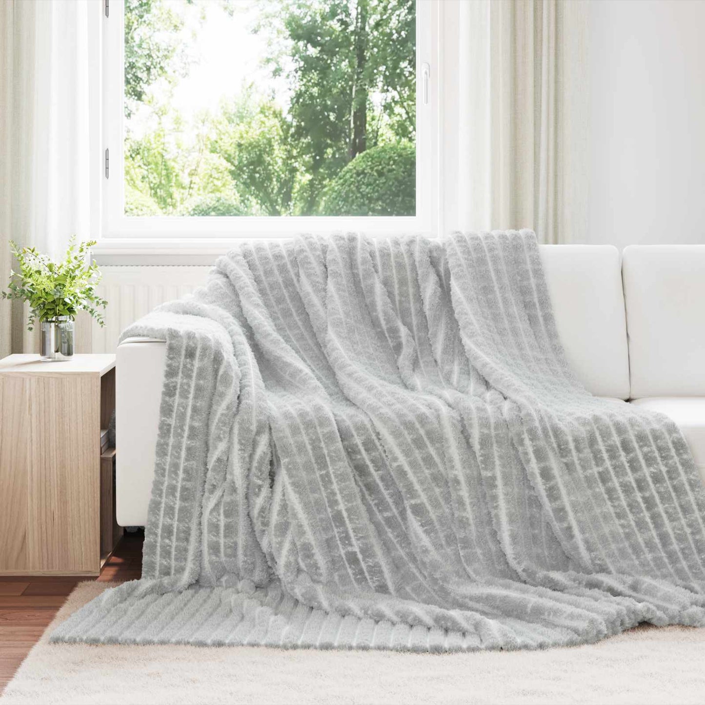 Throw Blanket Grey 270 x 240 cm Fleece