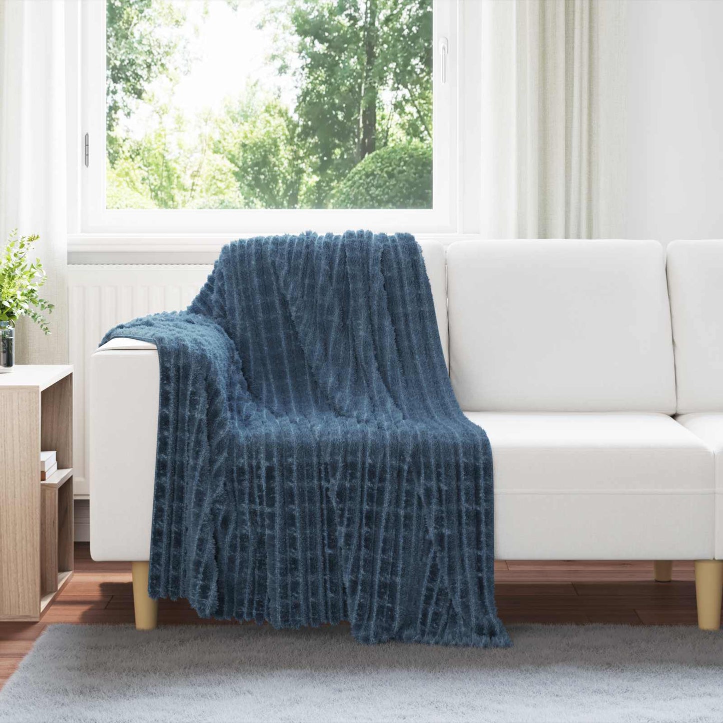 Throw Blanket Navy Blue 150 x 130 cm Fleece