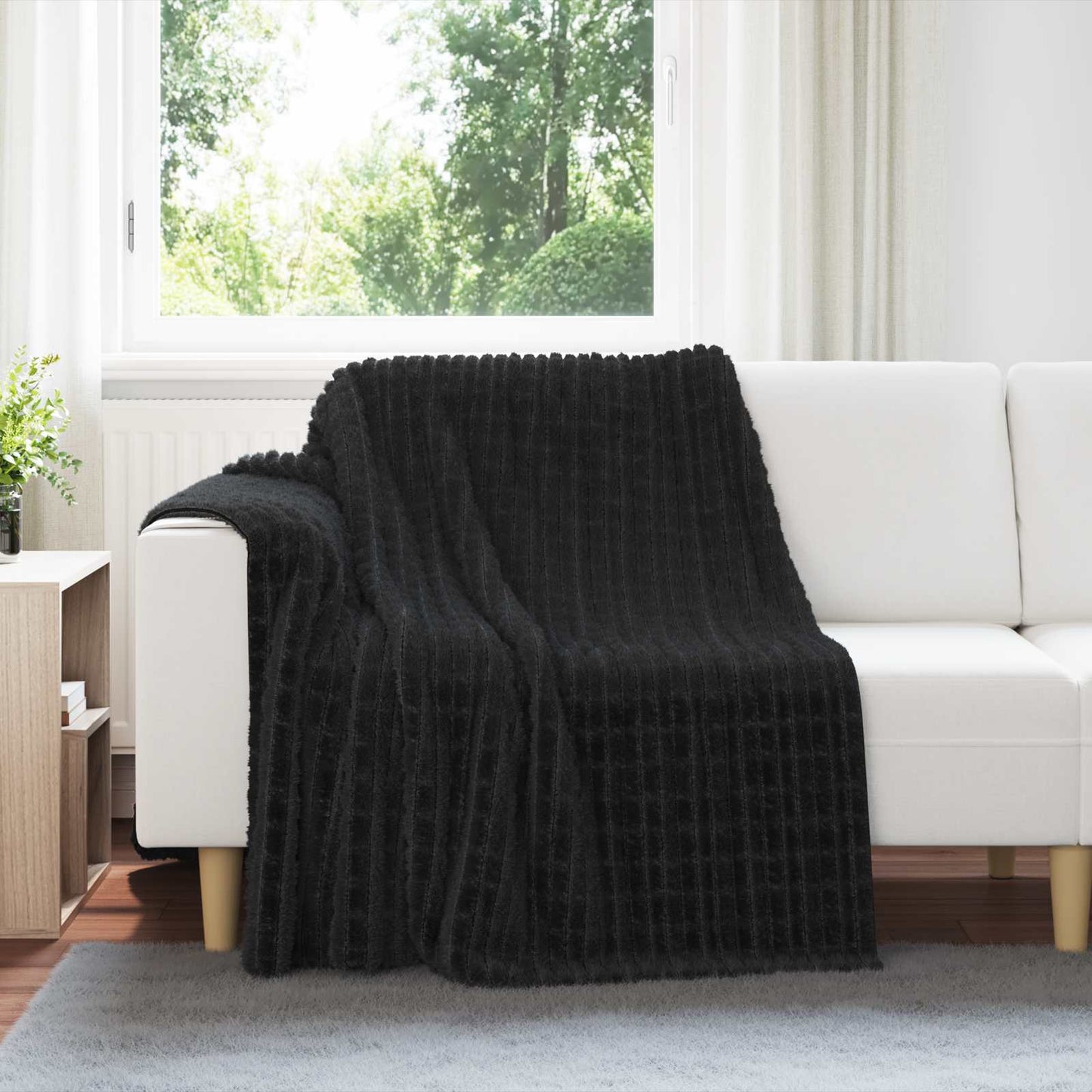 Throw Blanket Black 200 x 150 cm Fleece