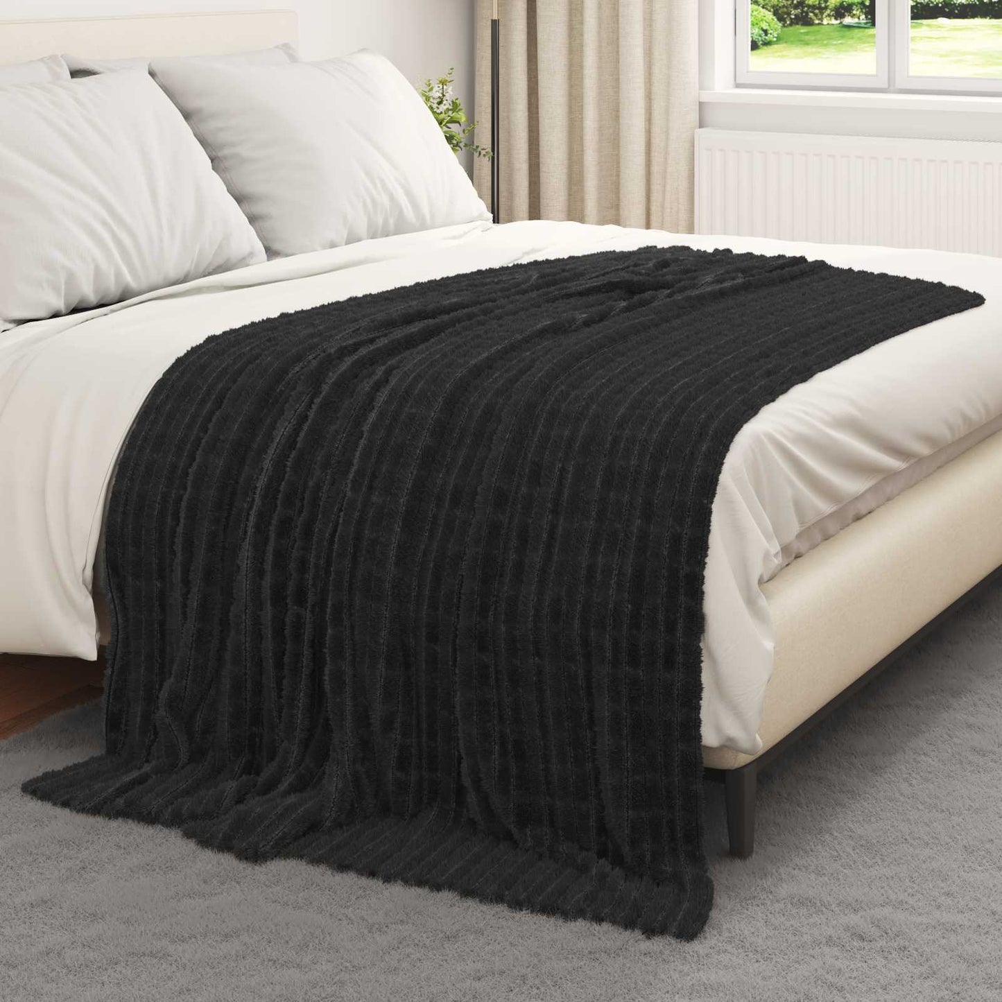 Throw Blanket Black 200 x 150 cm Fleece