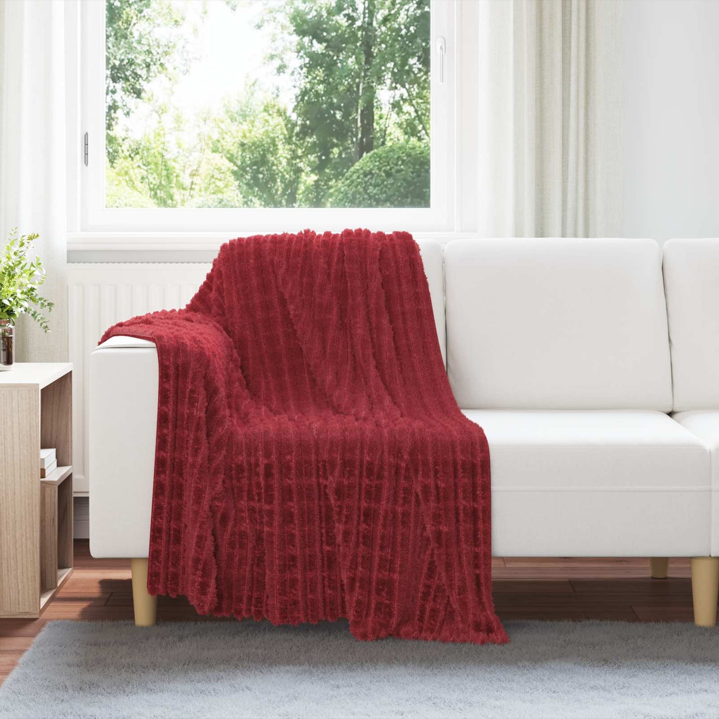 Throw Blanket Bordeaux Red 150 x 130 cm Fleece