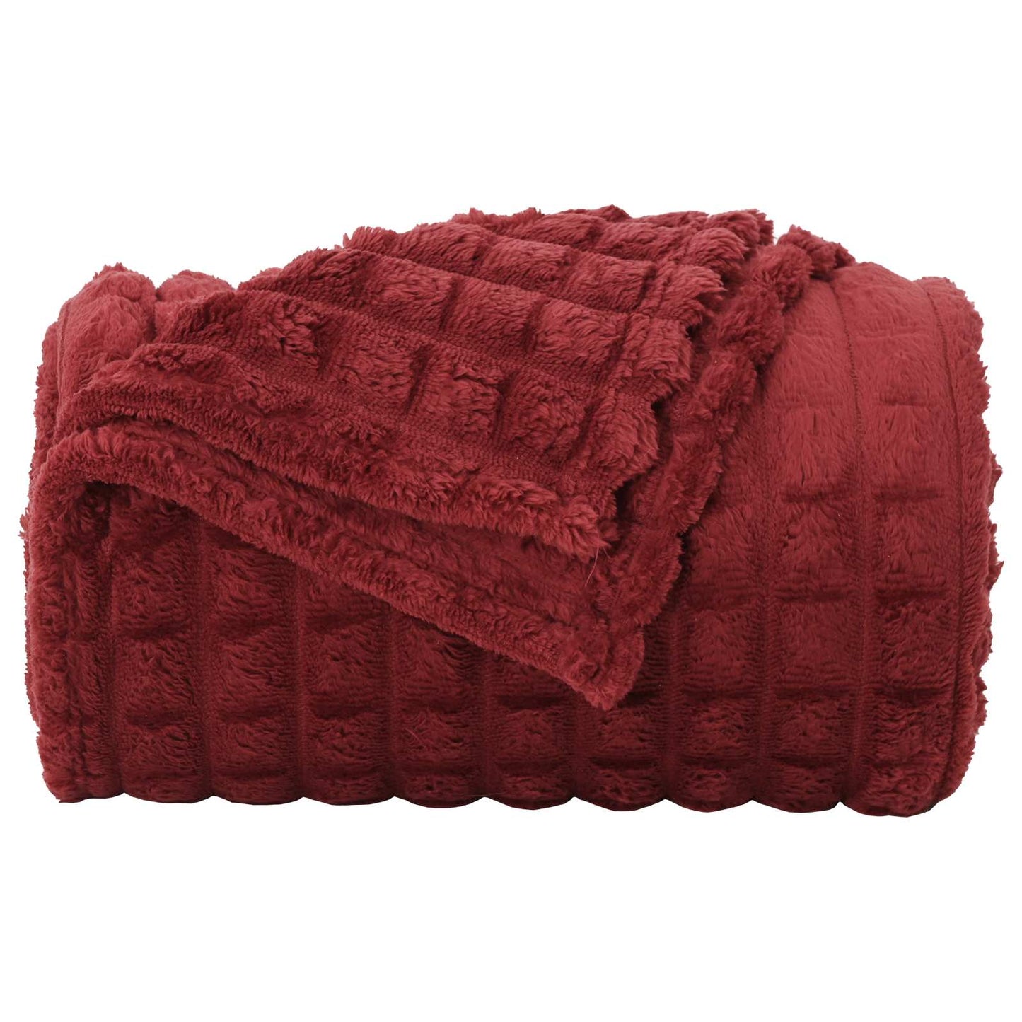 Throw Blanket Bordeaux Red 150 x 130 cm Fleece