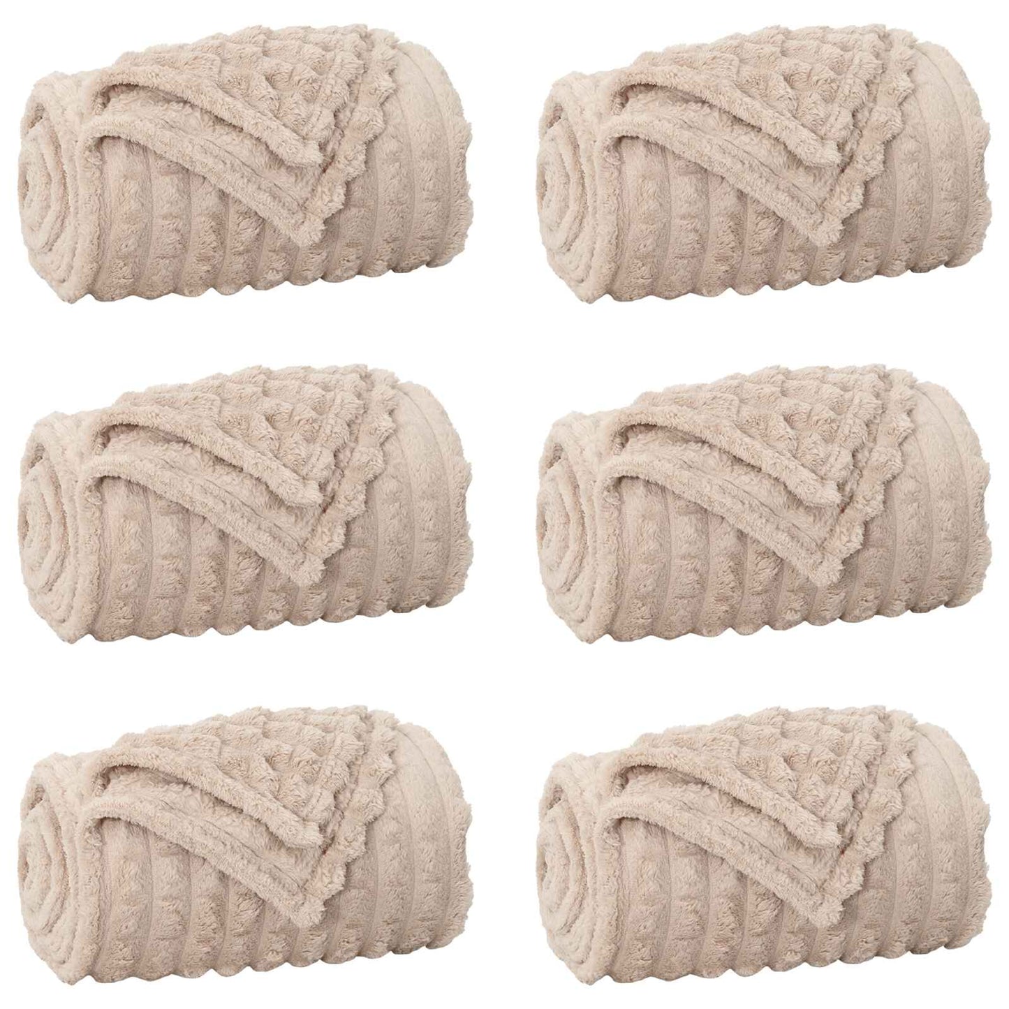 Throw Blankets 6 pcs Beige 150 x 130 cm Fleece