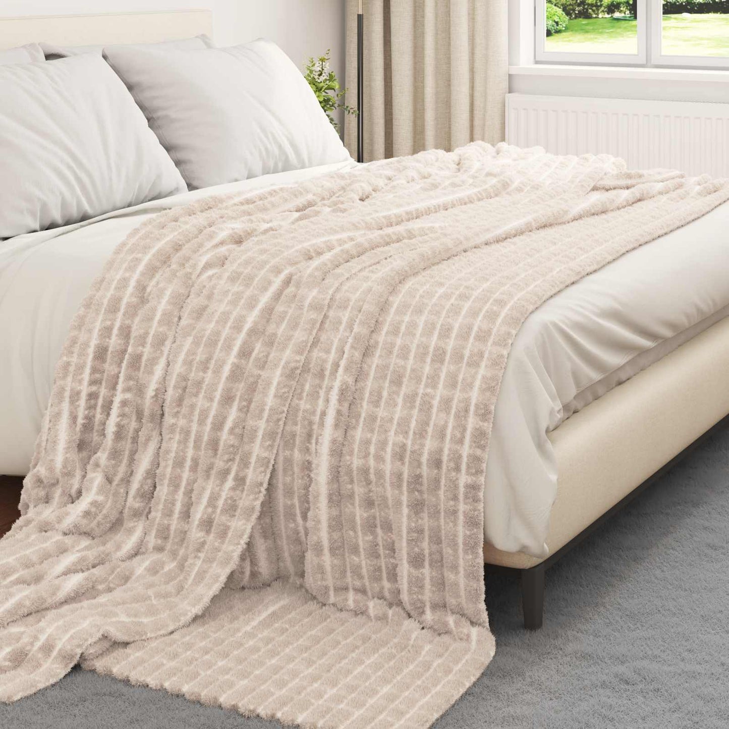 Throw Blankets 6 pcs Beige 240 x 220 cm Fleece