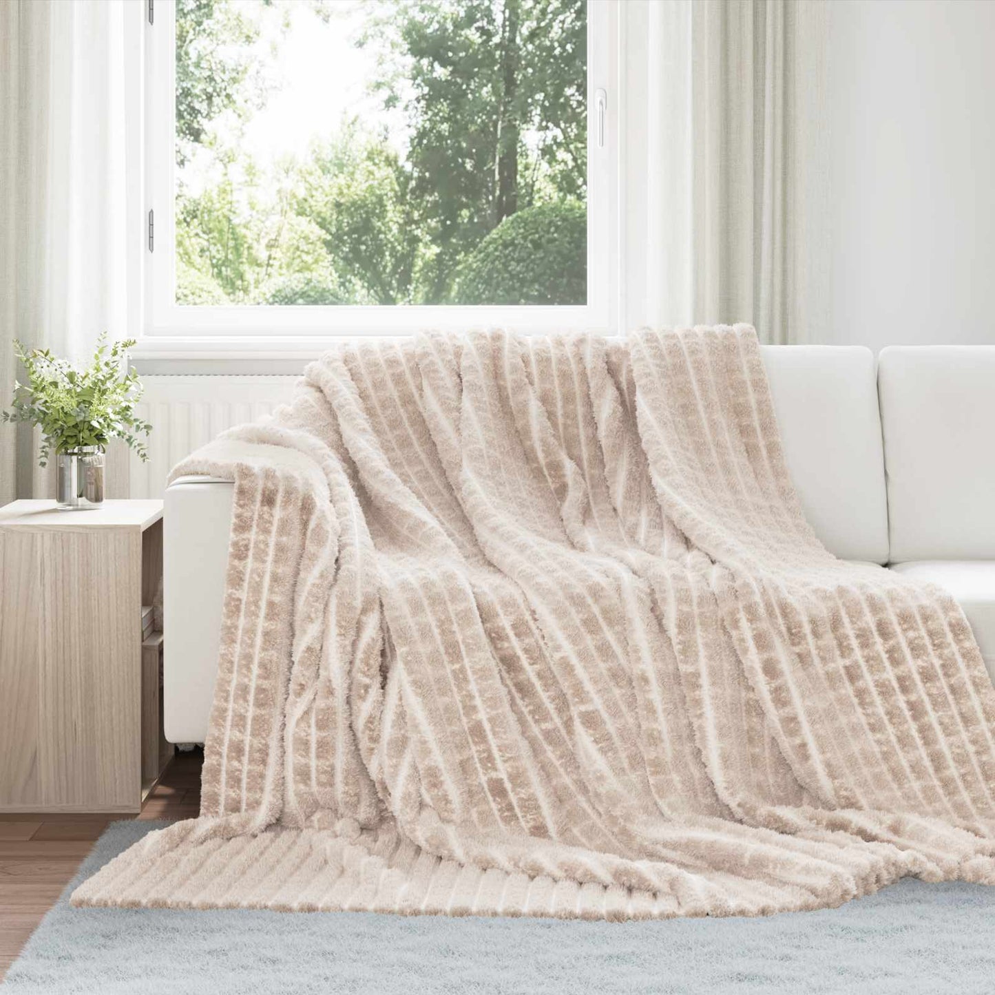 Throw Blankets 6 pcs Beige 270 x 240 cm Fleece