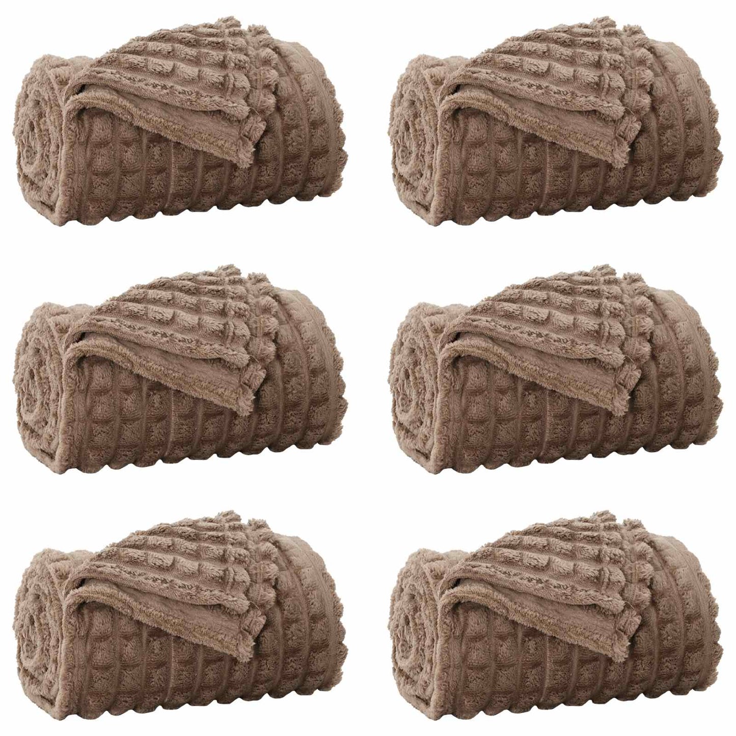 Throw Blankets 6 pcs Camel 240 x 220 cm Fleece