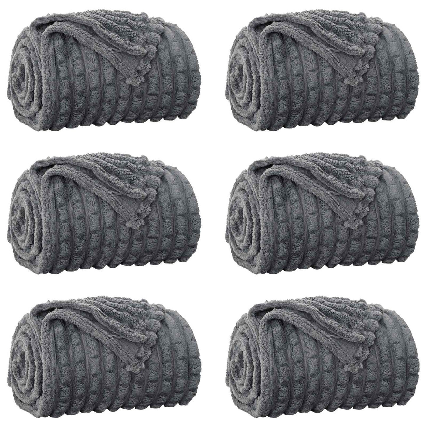 Throw Blankets 6 pcs Dark Grey 150 x 130 cm Fleece