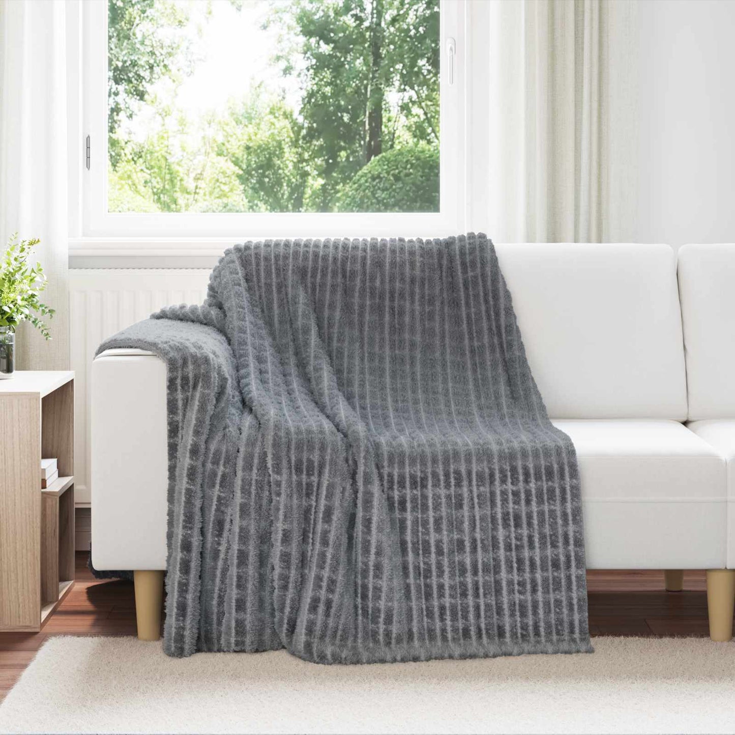 Throw Blankets 6 pcs Dark Grey 200 x 150 cm Fleece