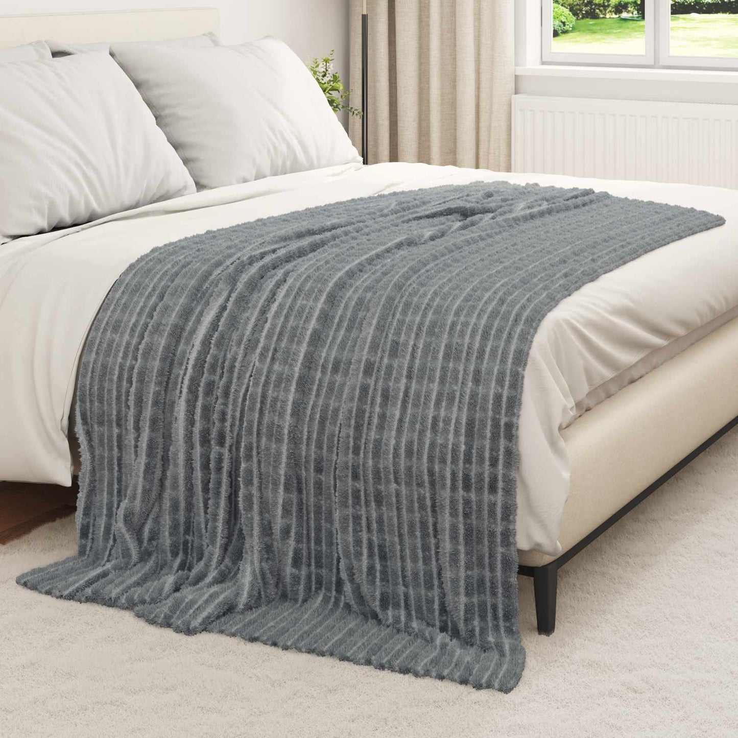 Throw Blankets 6 pcs Dark Grey 200 x 150 cm Fleece