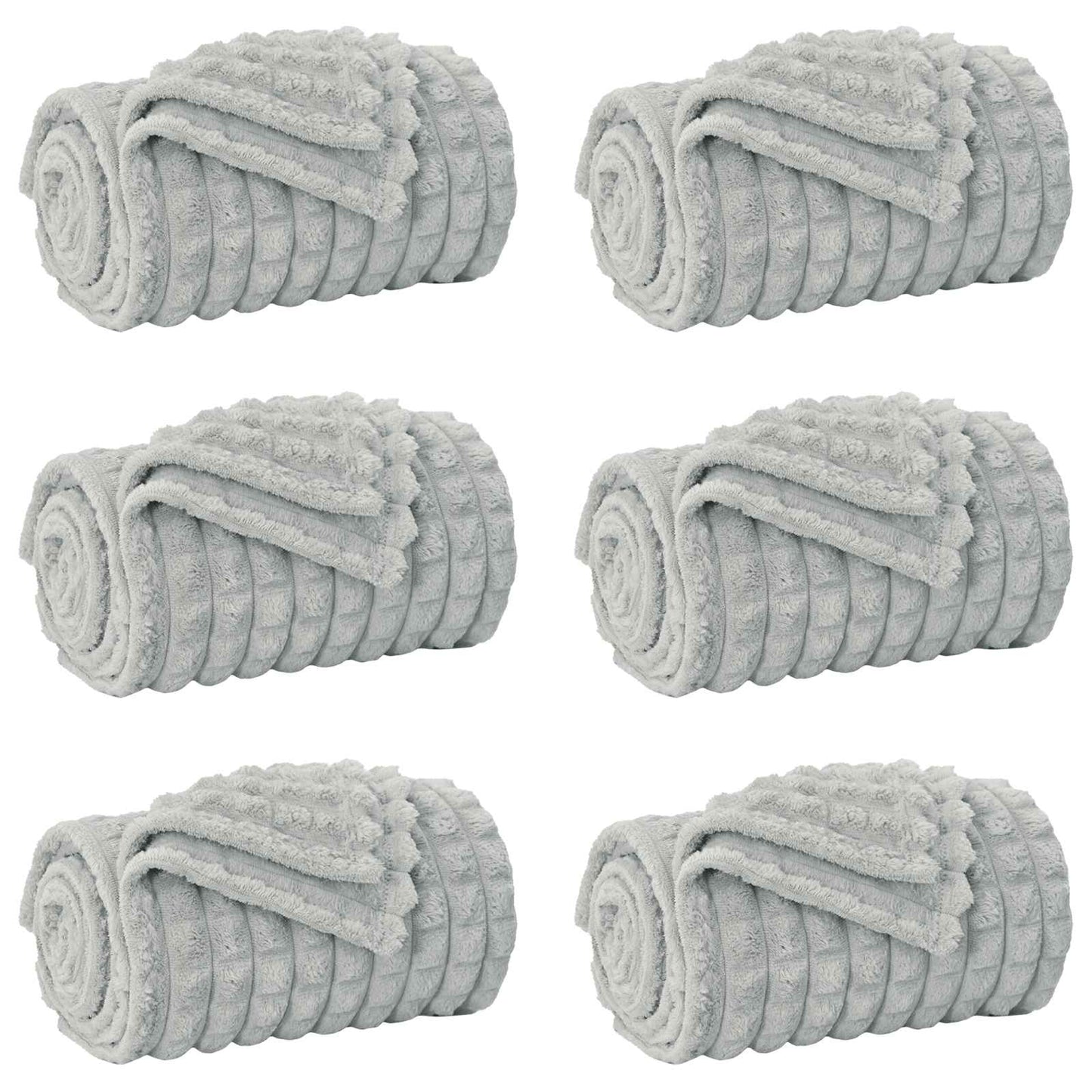 Throw Blankets 6 pcs Grey 150 x 130 cm Fleece