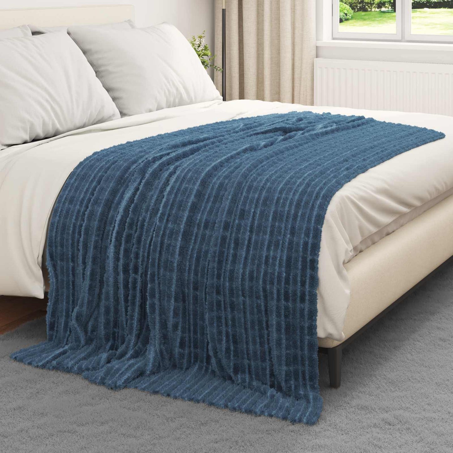 Throw Blankets 6 pcs Navy Blue 200 x 150 cm Fleece