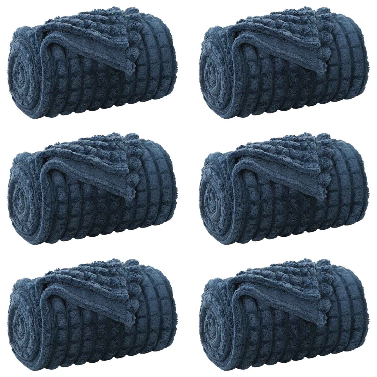 Throw Blankets 6 pcs Navy Blue 270 x 240 cm Fleece