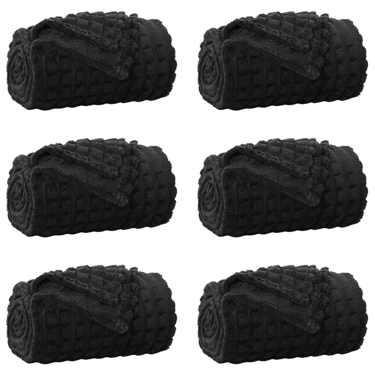 Throw Blankets 6 pcs Black 200 x 150 cm Fleece