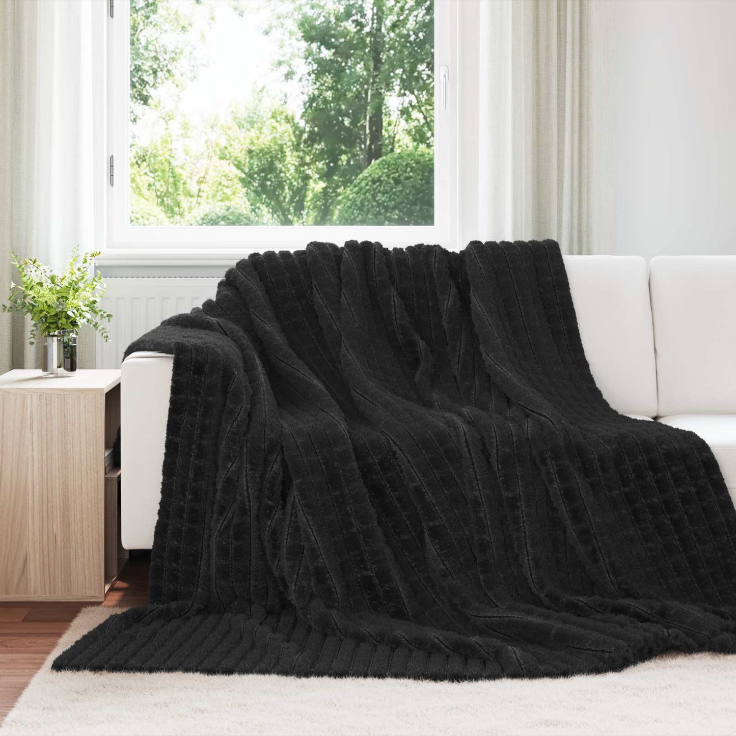 Throw Blankets 6 pcs Black 270 x 240 cm Fleece