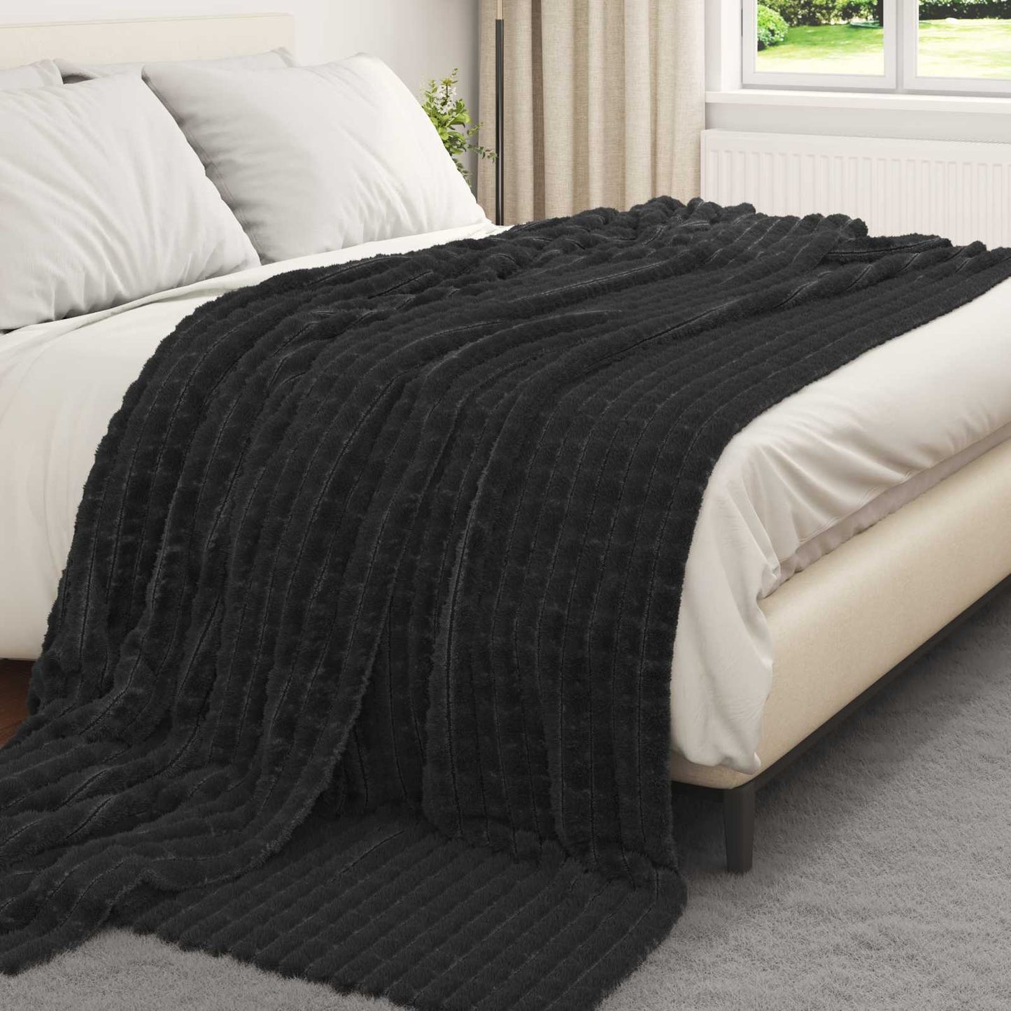 Throw Blankets 6 pcs Black 270 x 240 cm Fleece