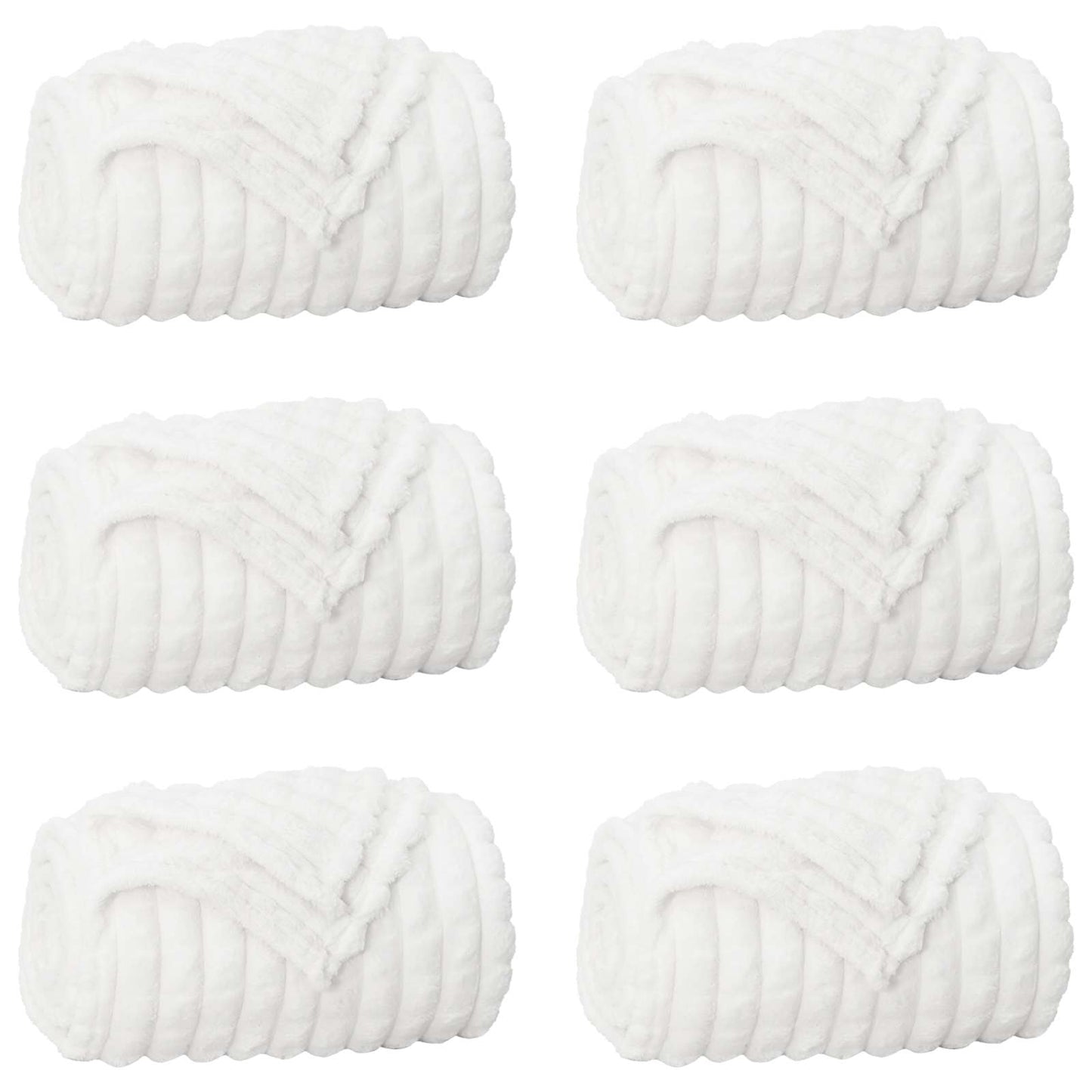 Throw Blankets 6 pcs White 200 x 150 cm Fleece