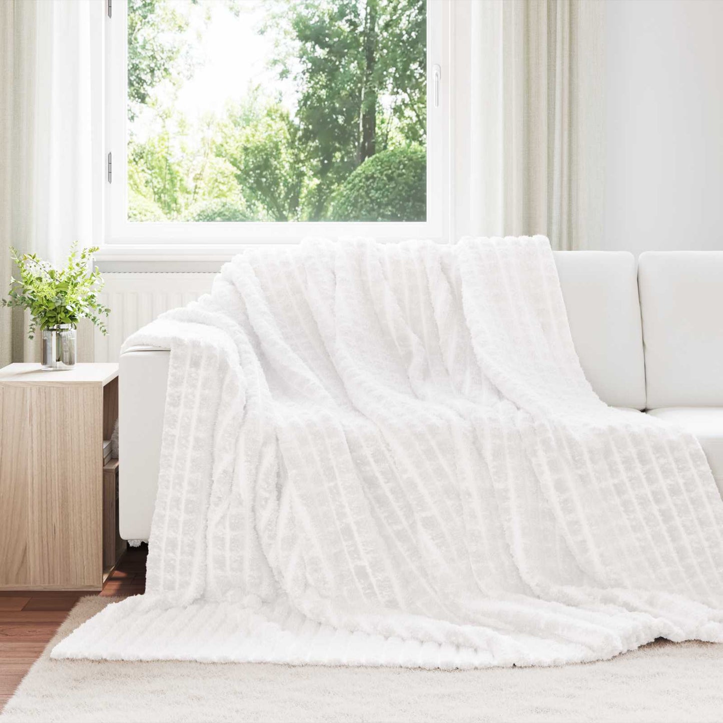 Throw Blankets 6 pcs White 240 x 220 cm Fleece