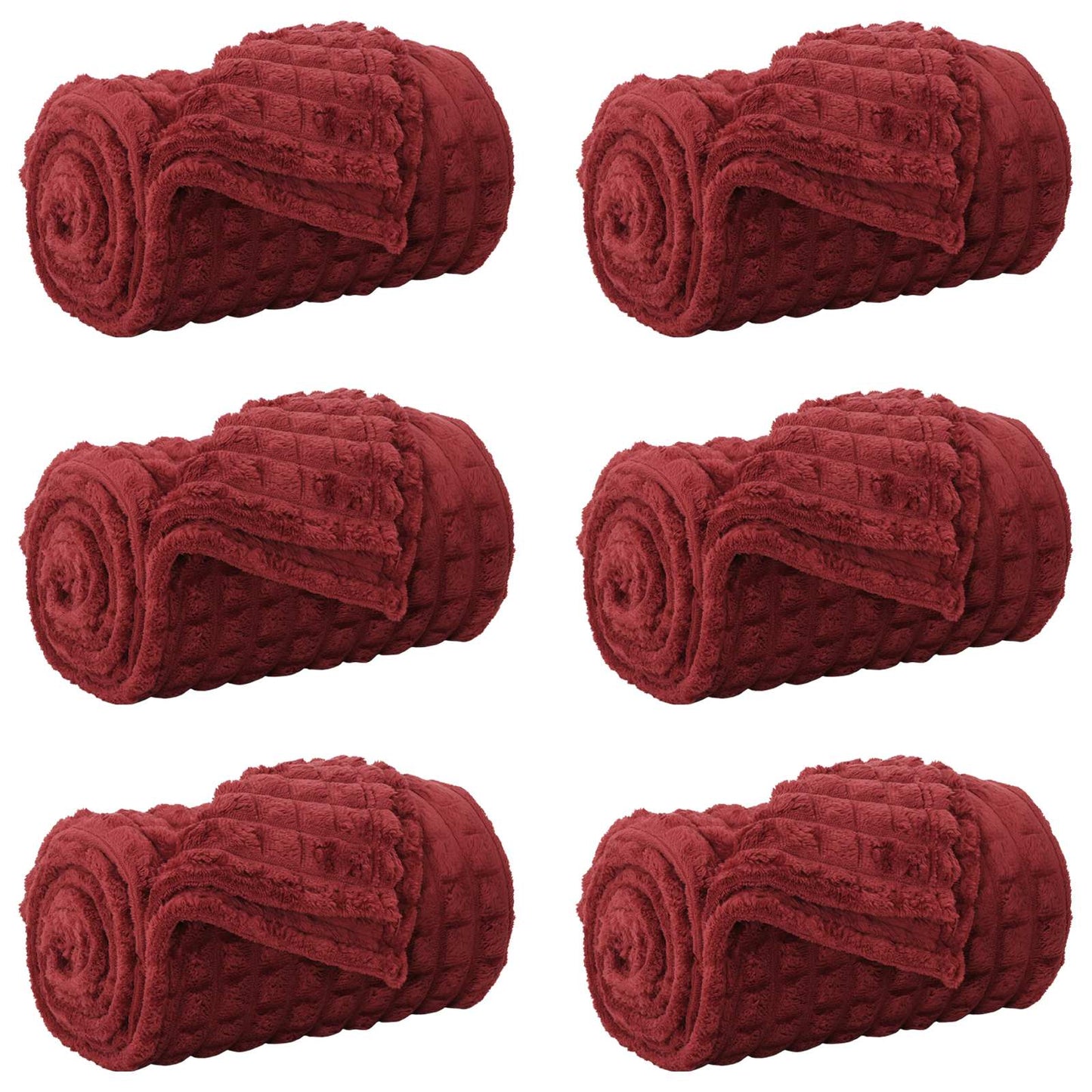 Throw Blankets 6 pcs Bordeaux Red 200 x 150 cm Fleece