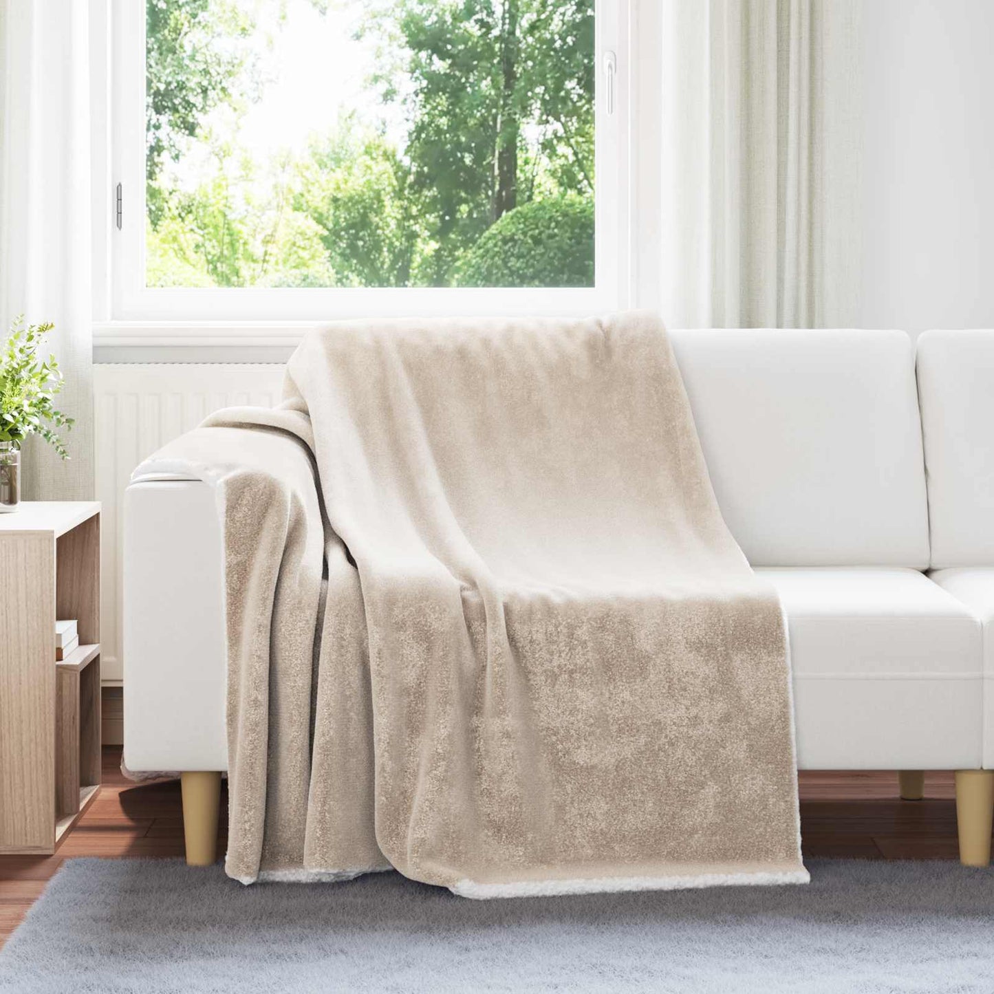 Throw Blanket Beige 150 x 200 cm Fleece
