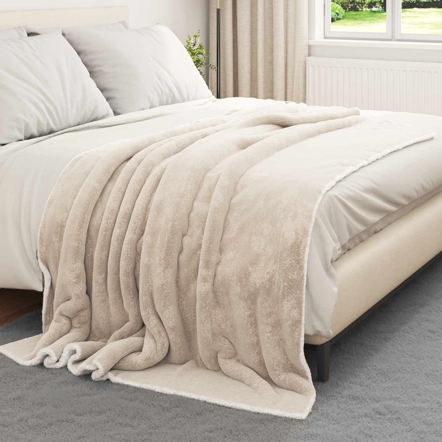 Throw Blanket Beige 150 x 200 cm Fleece