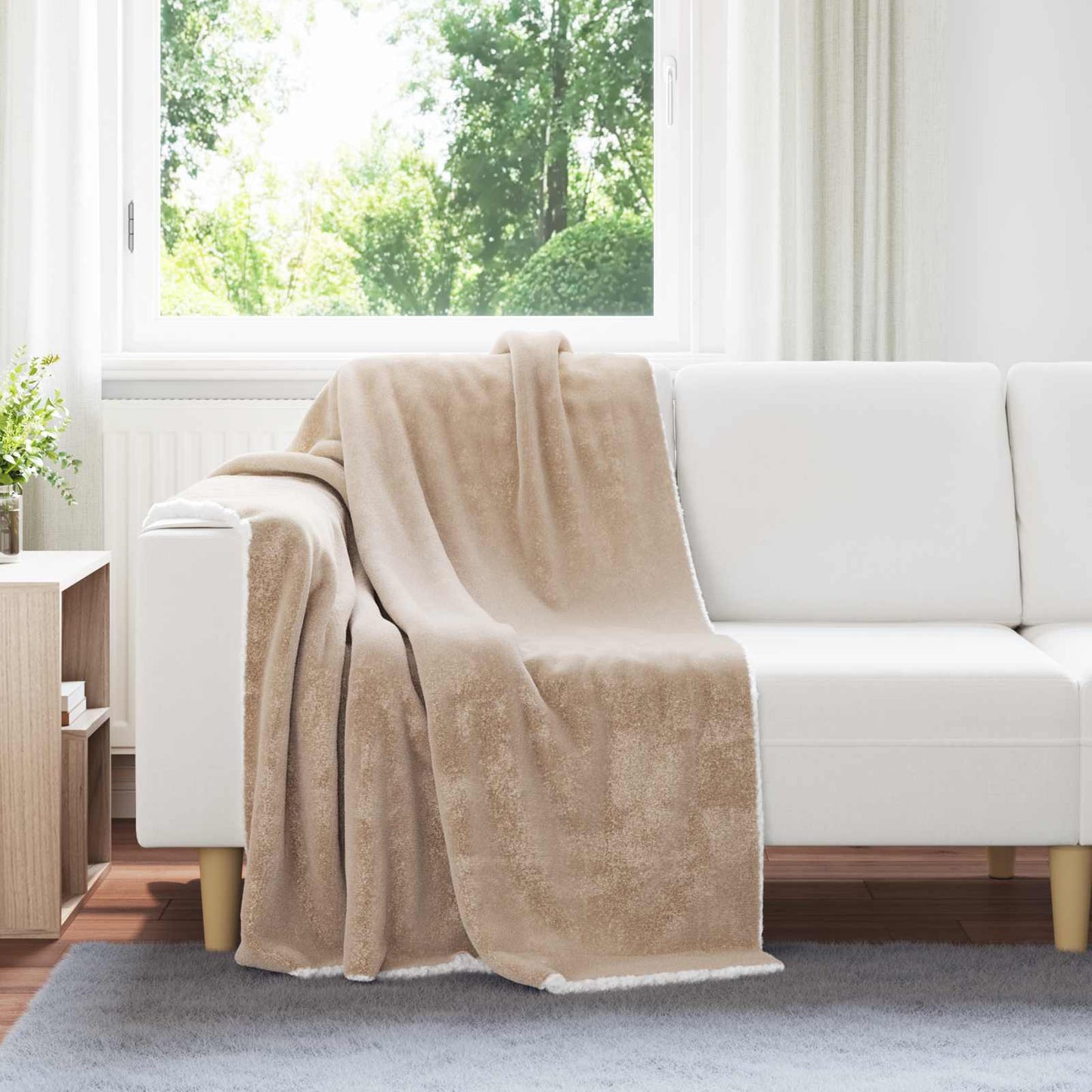 Throw Blanket Camel 130 x 150 cm Fleece