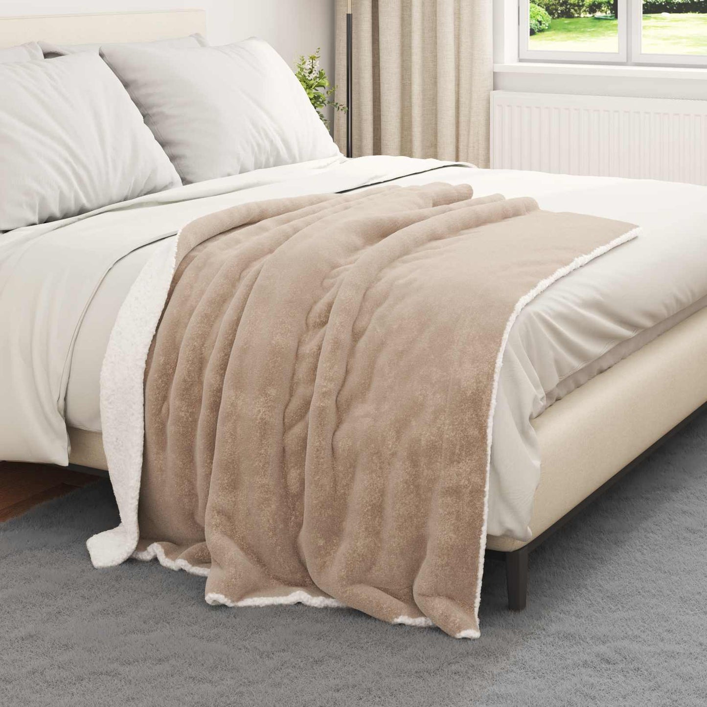 Throw Blanket Camel 130 x 150 cm Fleece