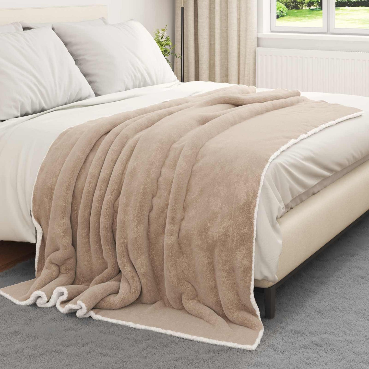 Throw Blanket Camel 150 x 200 cm Fleece