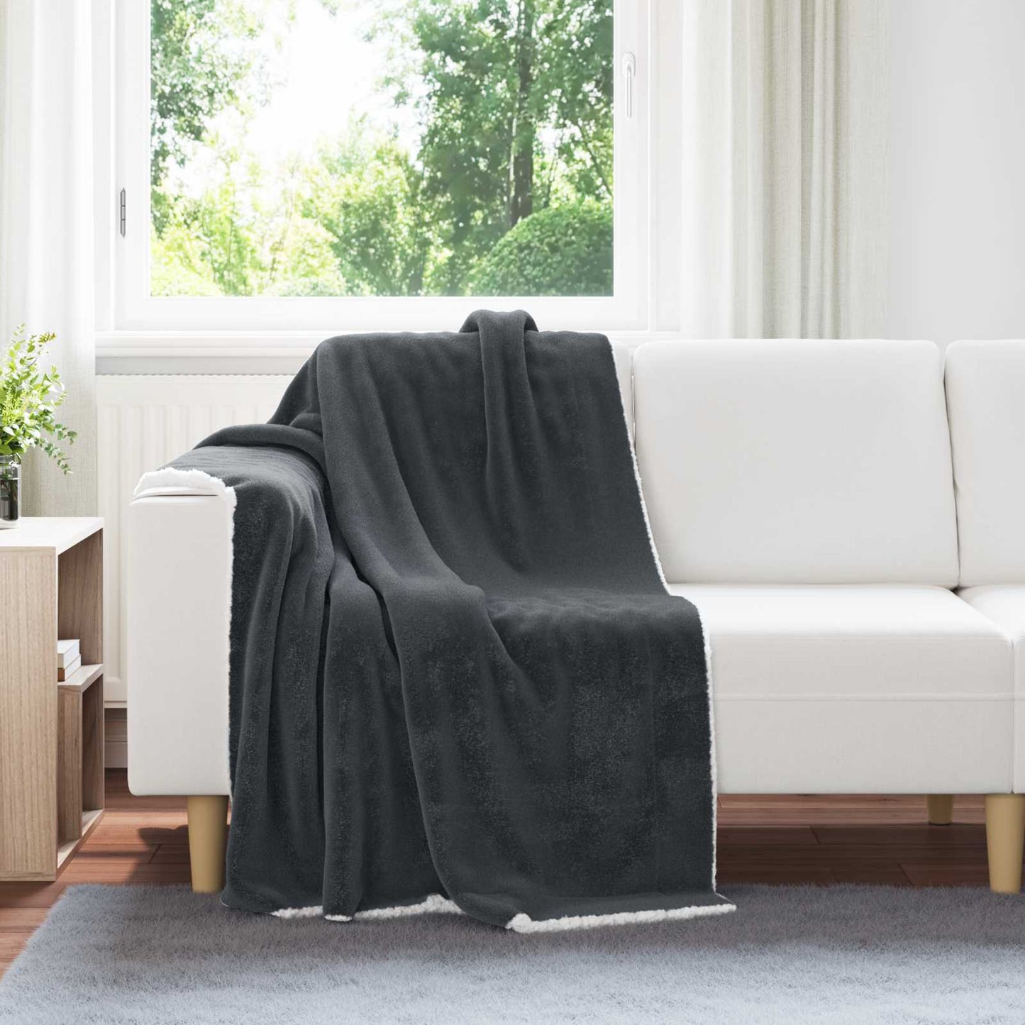 Throw Blanket Dark Grey 130 x 150 cm Fleece