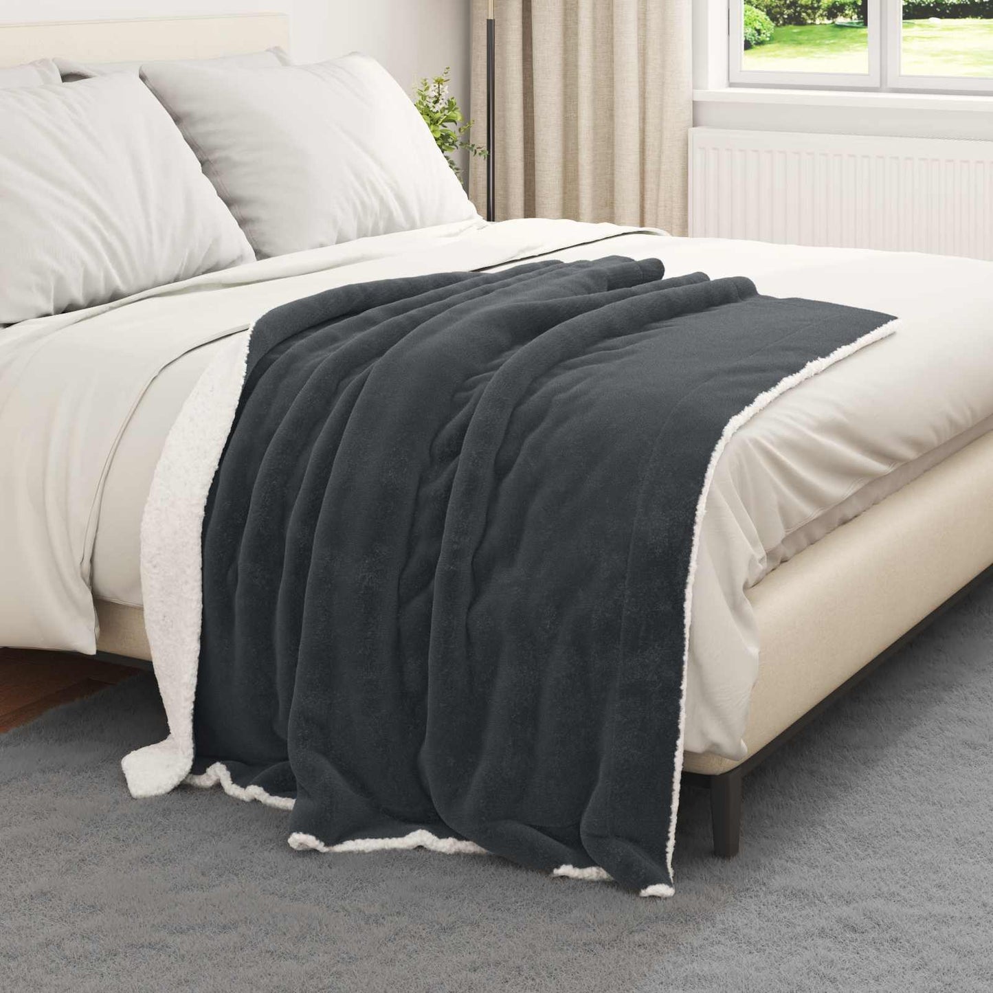 Throw Blanket Dark Grey 130 x 150 cm Fleece