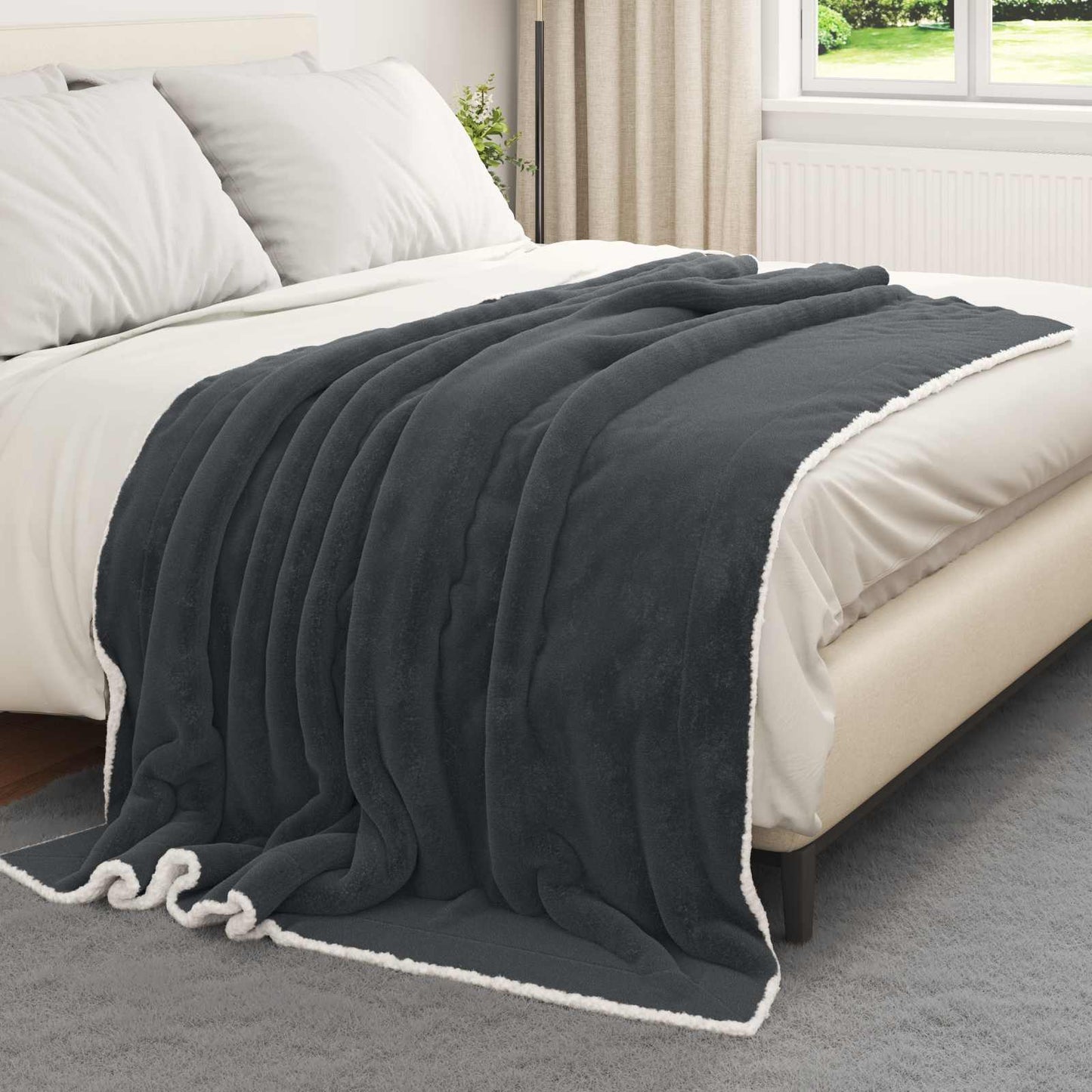Throw Blanket Dark Grey 150 x 200 cm Fleece