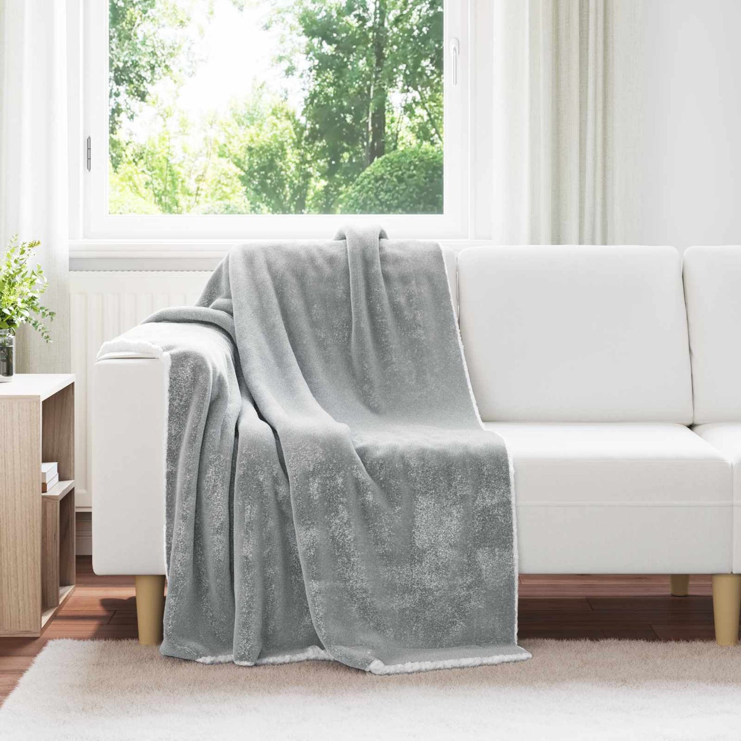 Throw Blanket Grey 130 x 150 cm Fleece