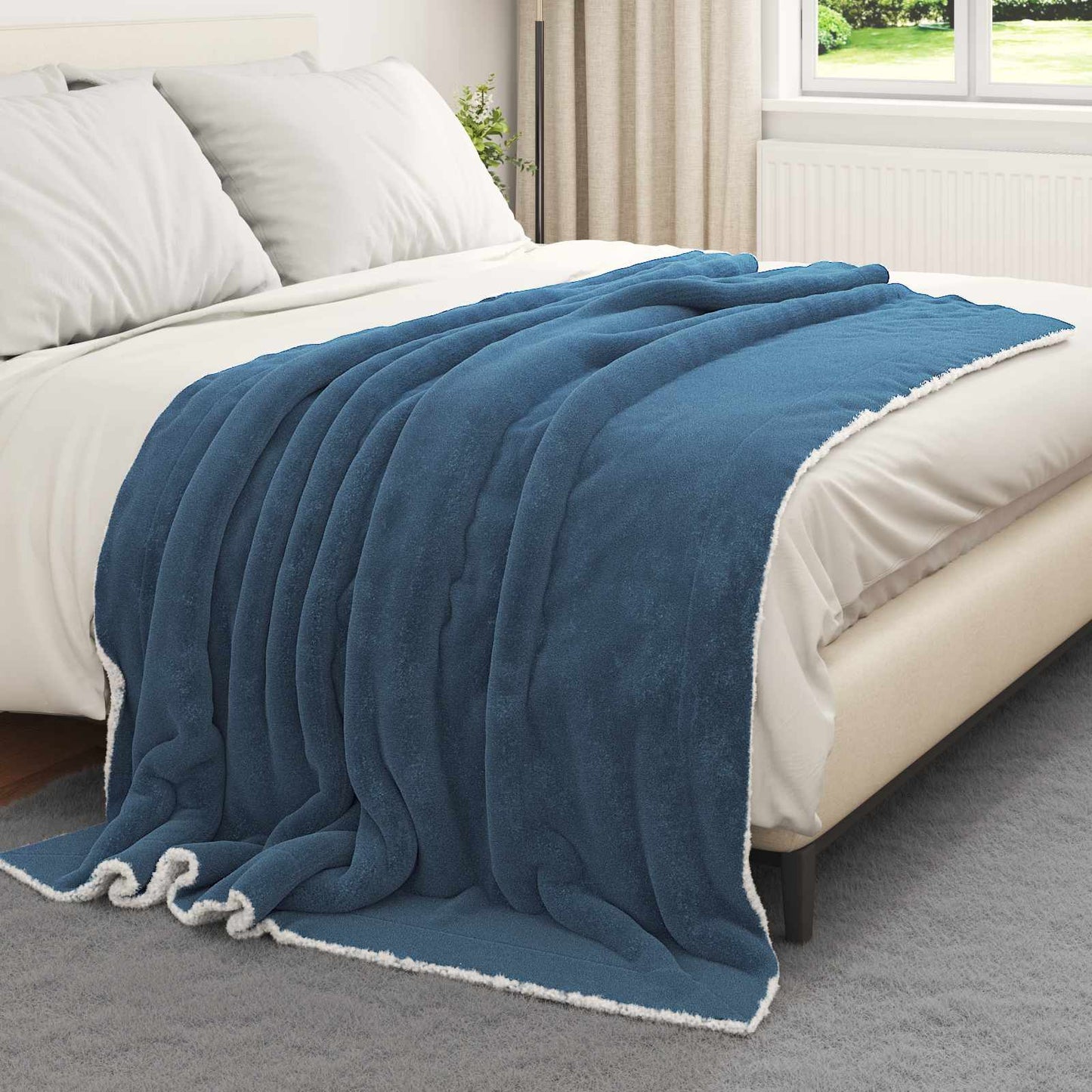 Throw Blanket Navy Blue 150 x 200 cm Fleece