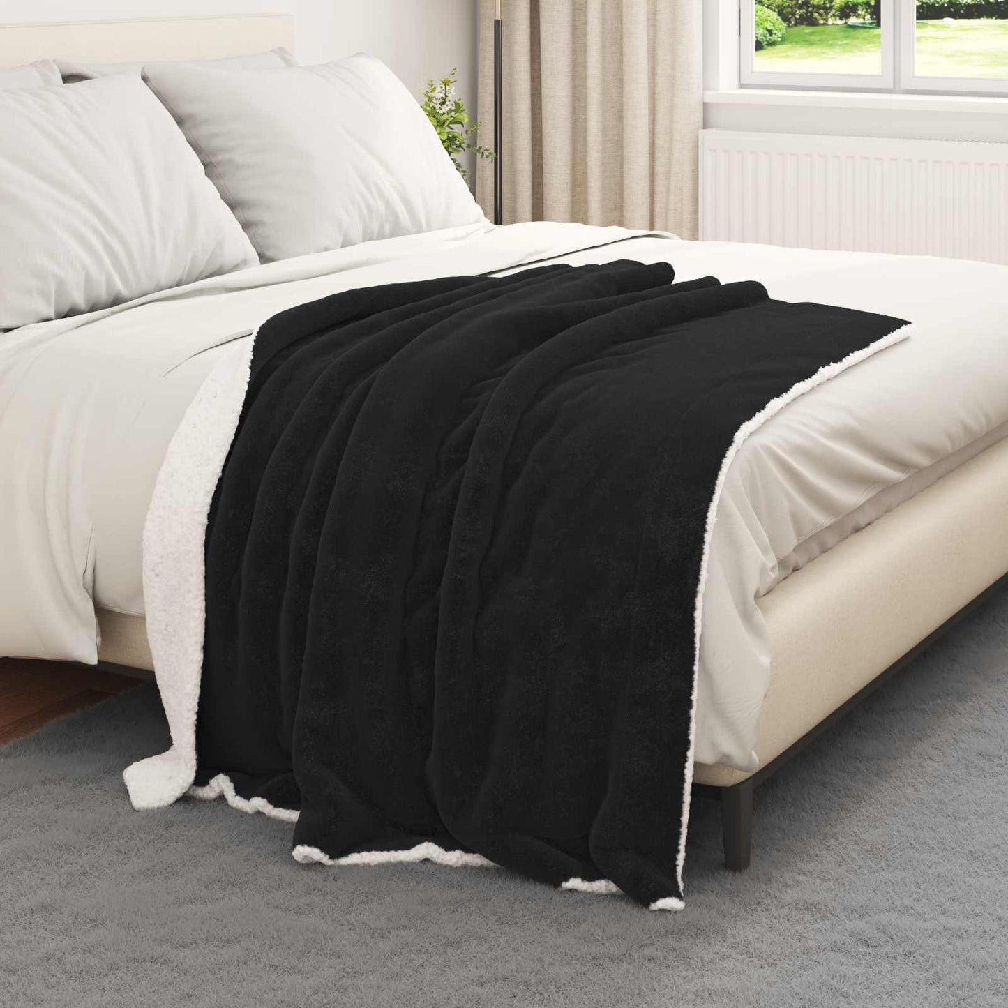 Throw Blanket Black 130 x 150 cm Fleece