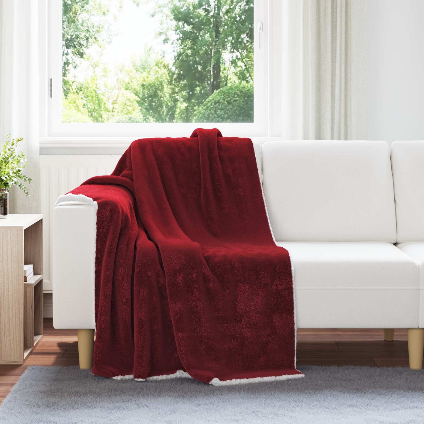 Throw Blanket Bordeaux Red 130 x 150 cm Fleece