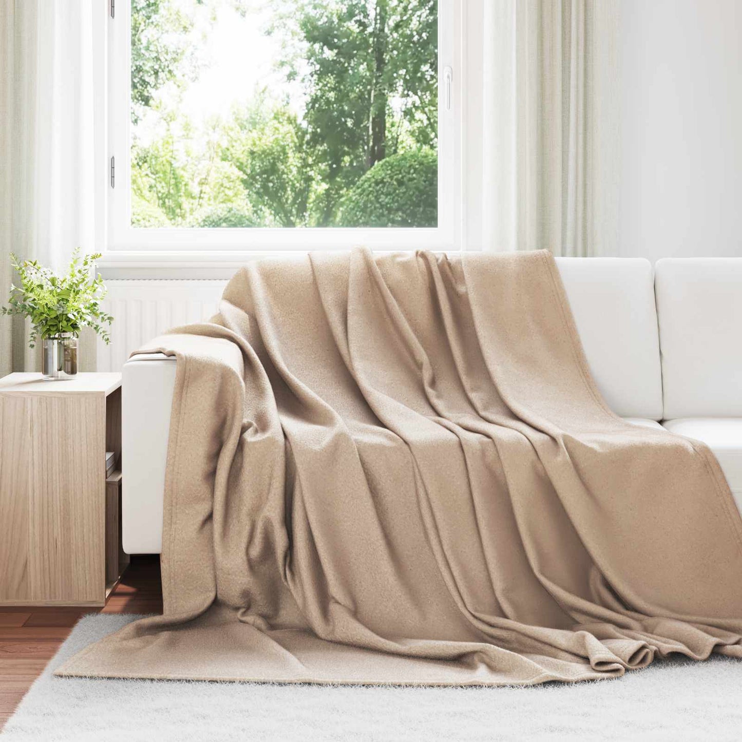 Throw Blanket Camel 270 x 240 cm Fleece