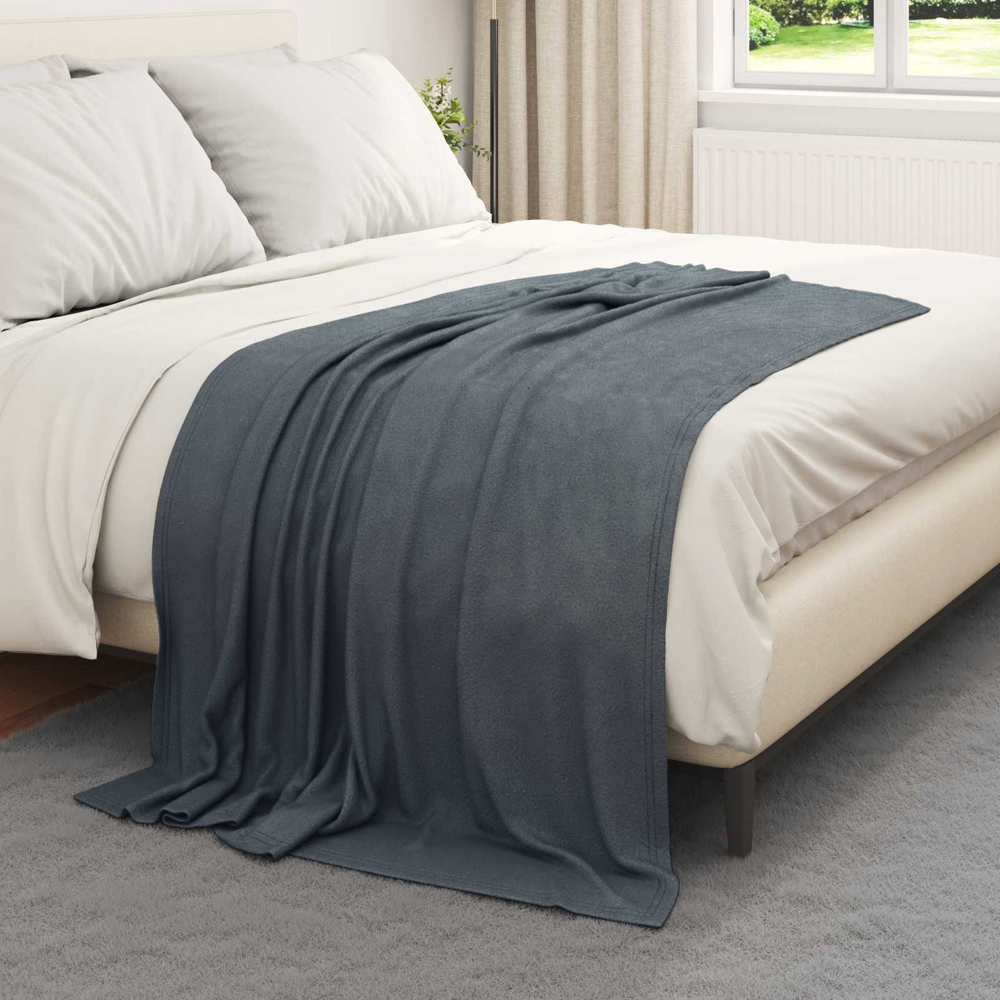 Throw Blanket Dark Grey 170 x 130 cm Fleece