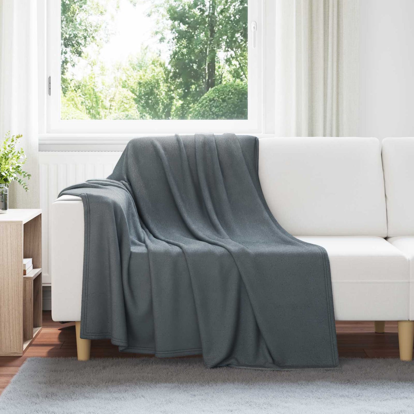 Throw Blanket Dark Grey 200 x 150 cm Fleece