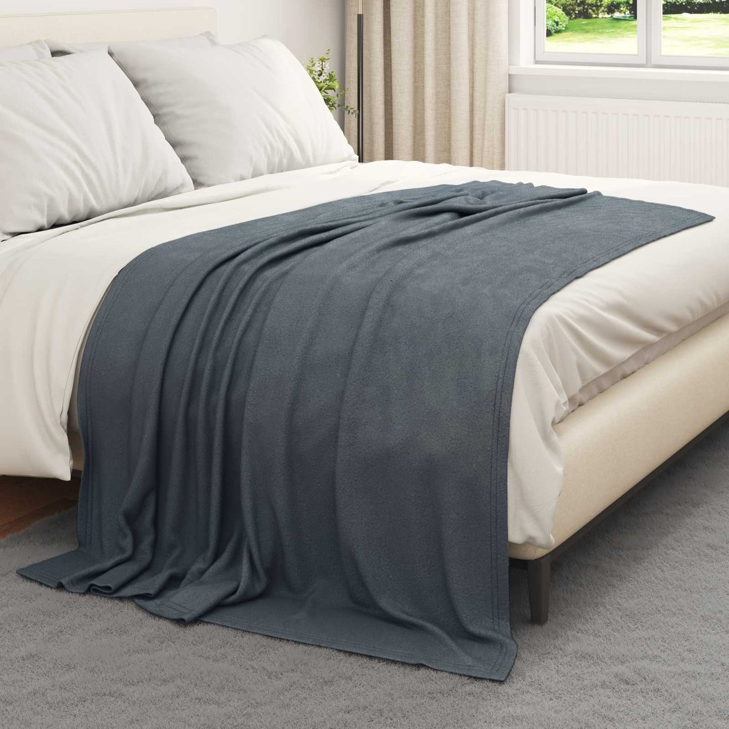 Throw Blanket Dark Grey 200 x 150 cm Fleece