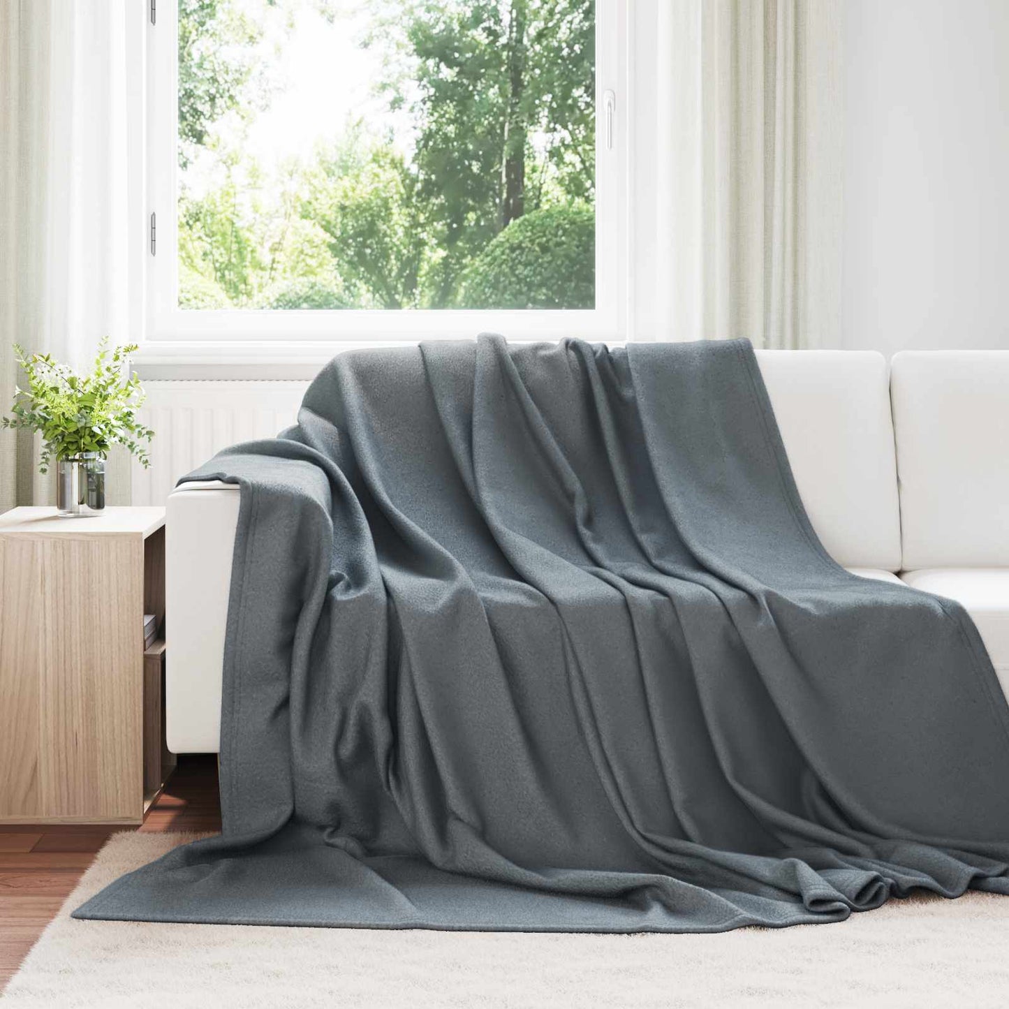 Throw Blanket Dark Grey 270 x 240 cm Fleece