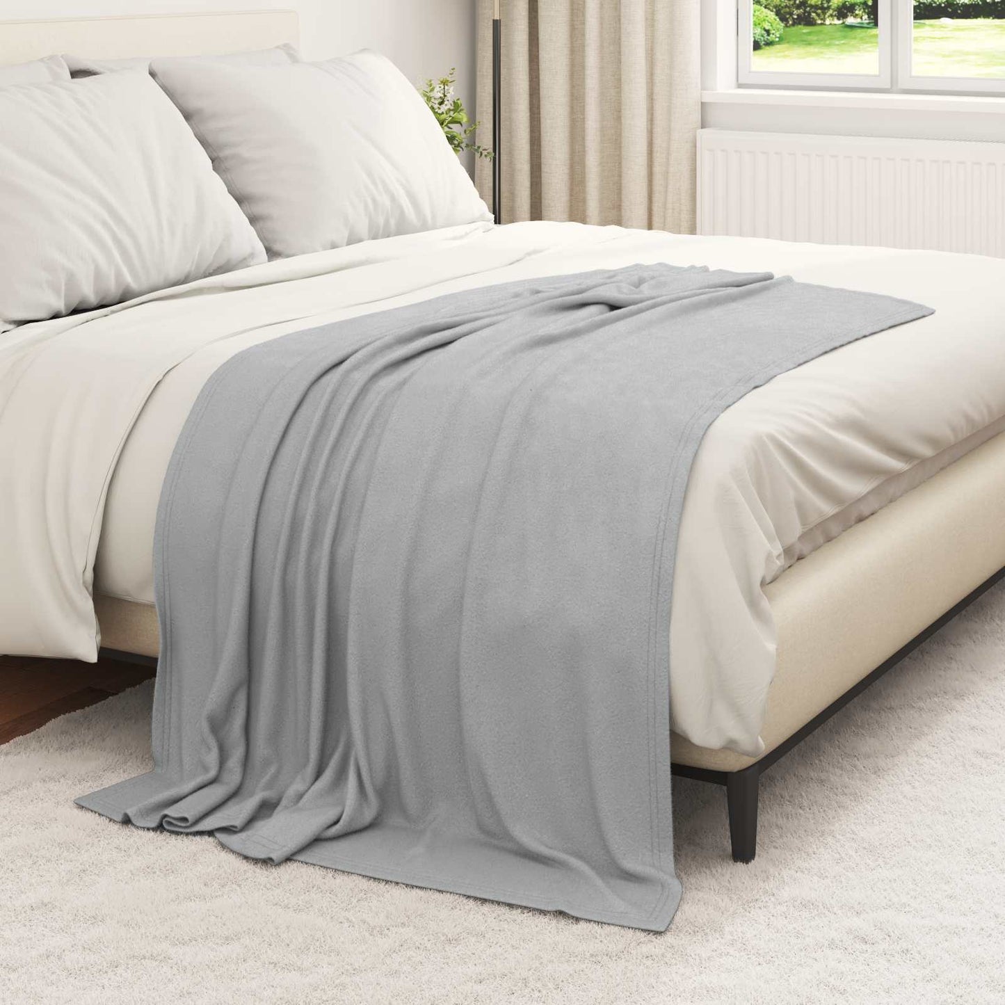 Throw Blanket Grey 170 x 130 cm Fleece