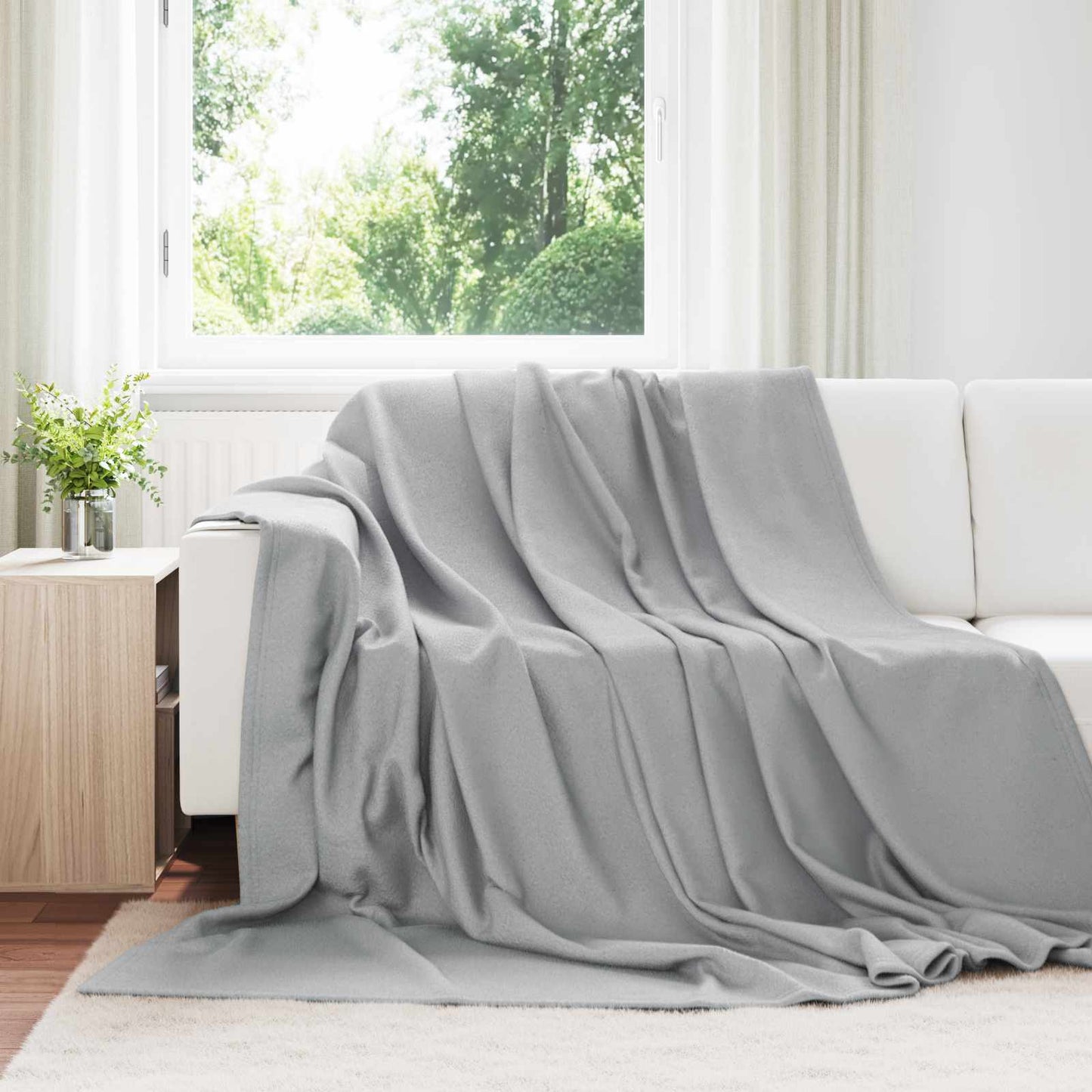 Throw Blanket Grey 240 x 220 cm Fleece