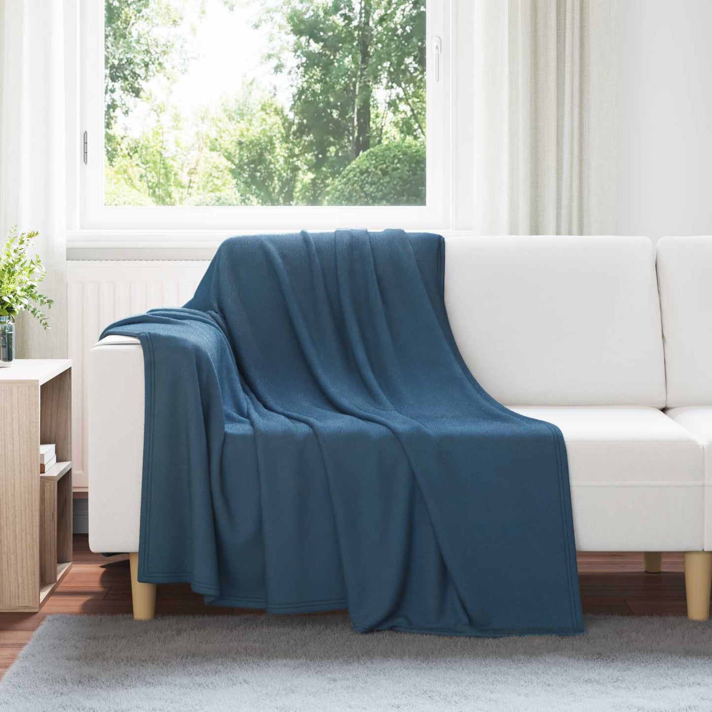 Throw Blanket Navy Blue 200 x 150 cm Fleece