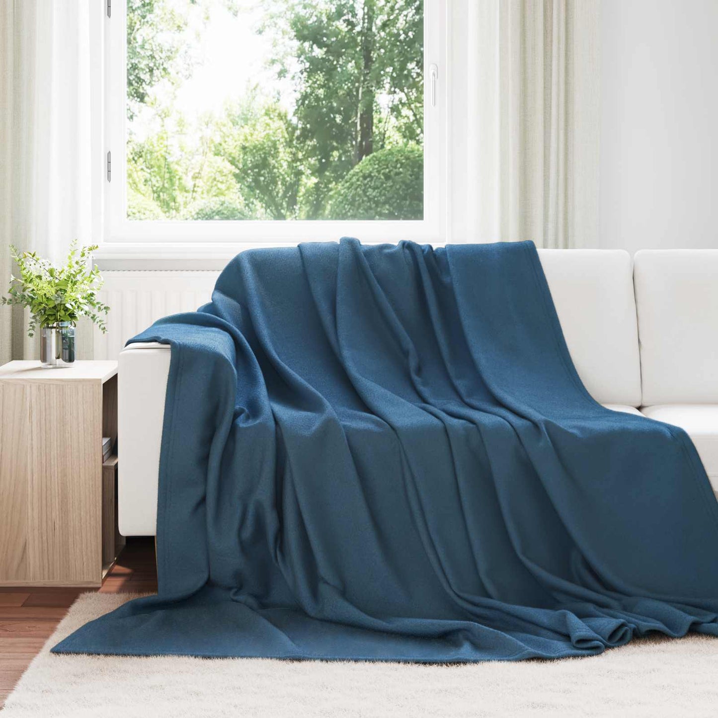 Throw Blanket Navy Blue 270 x 240 cm Fleece