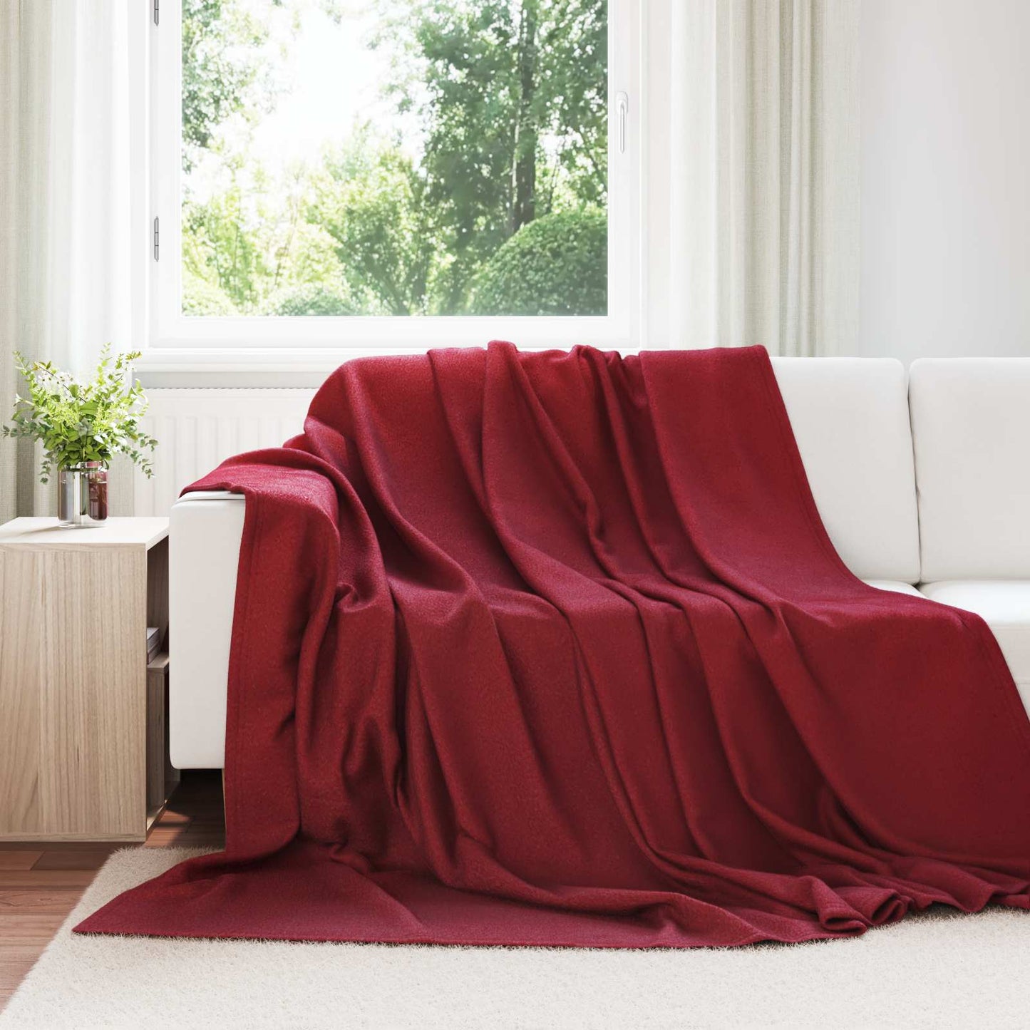 Throw Blanket Bordeaux Red 270 x 240 cm Fleece